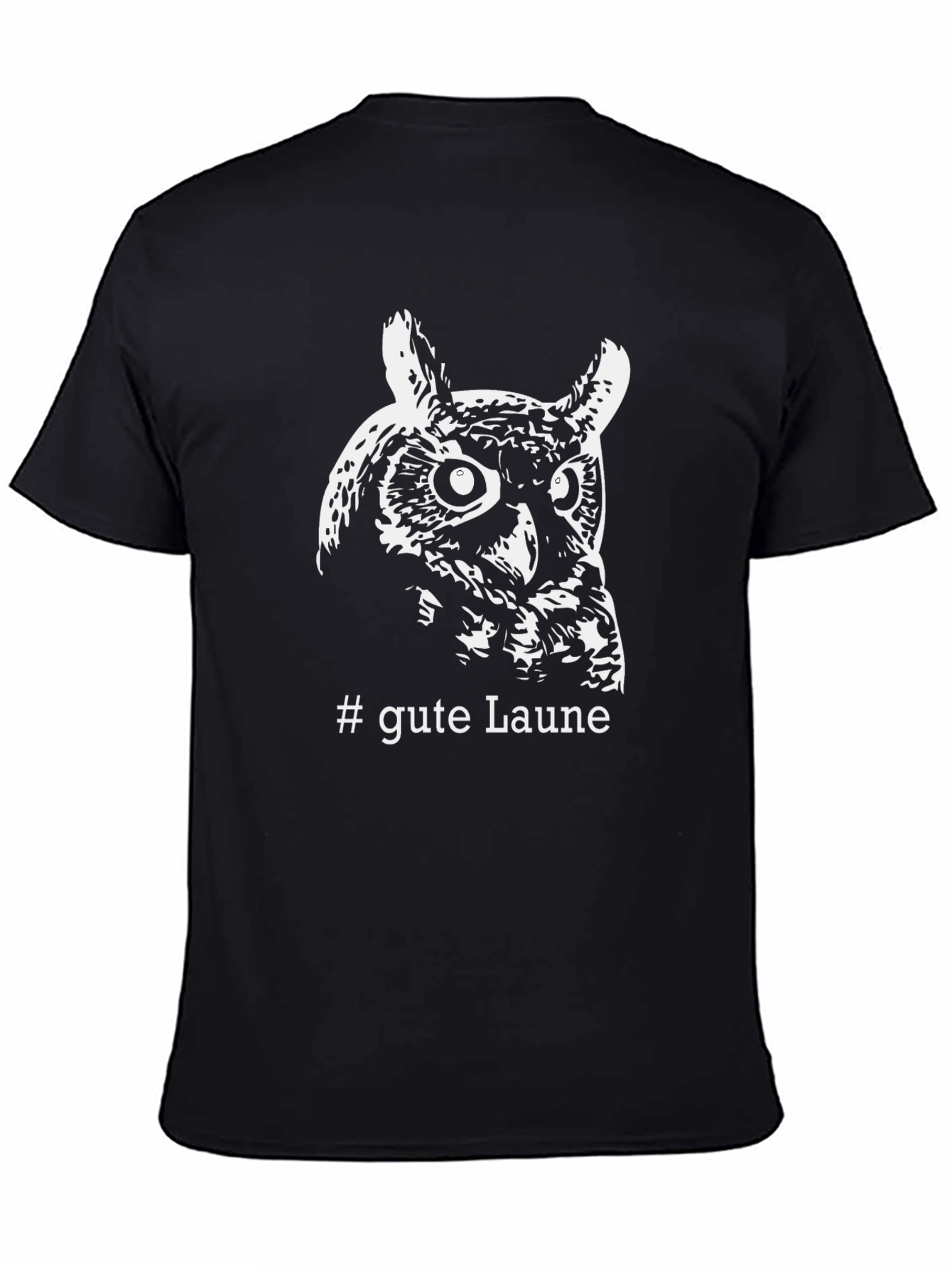 Owl T-Shirt - #gute Laune - Black Cotton Tee