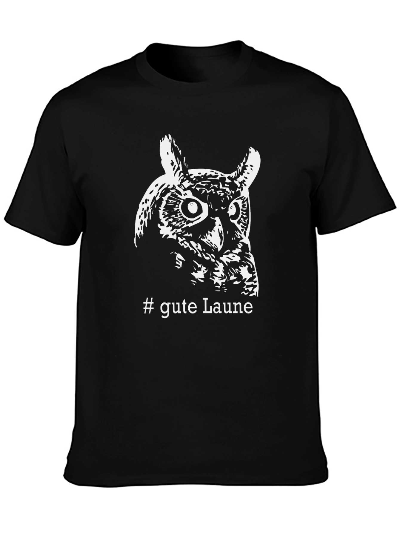 Owl T-Shirt - #gute Laune - Black Cotton Tee