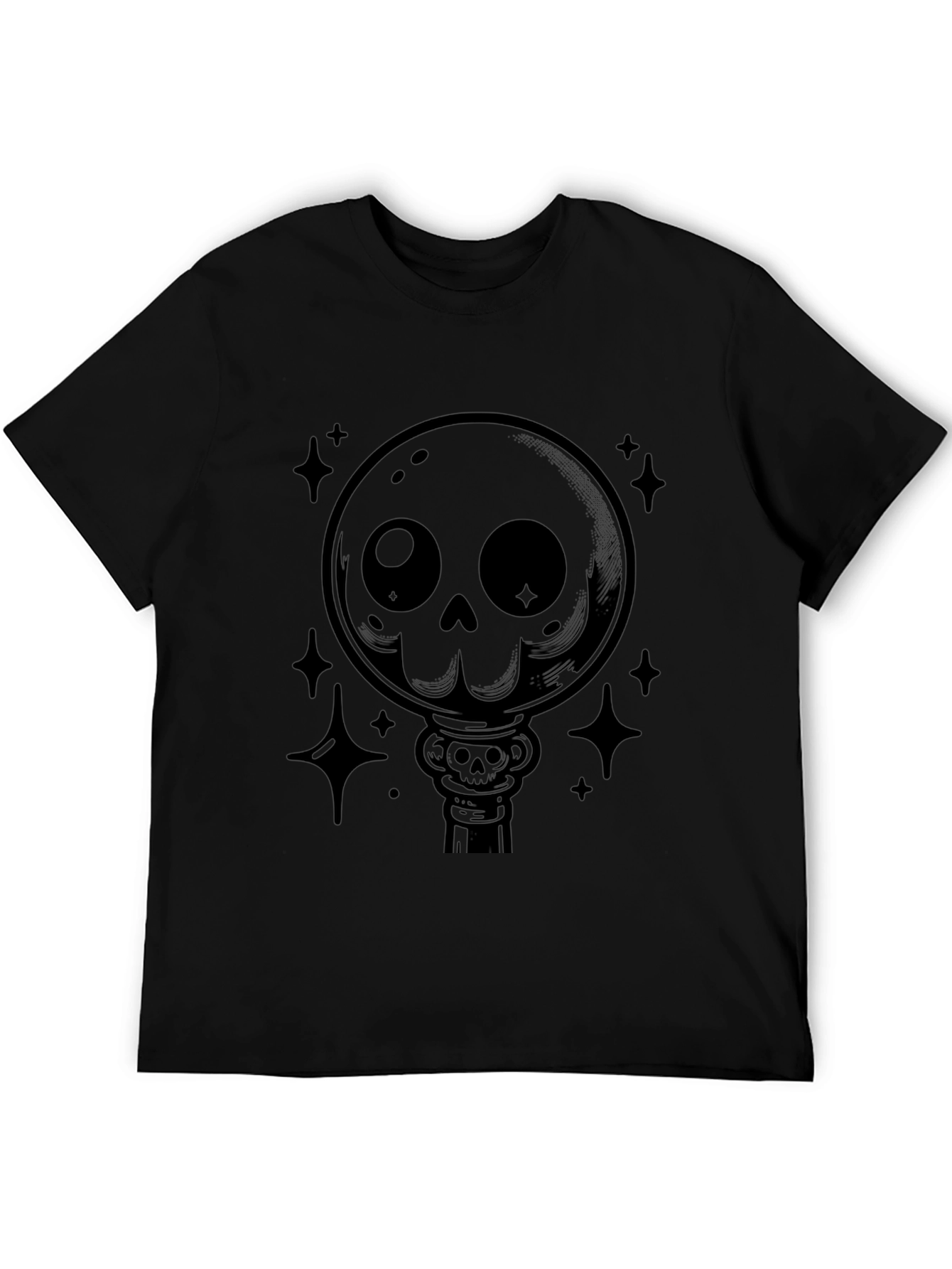 Gothic Skull Lollipop Graphic Print Black T-Shirt