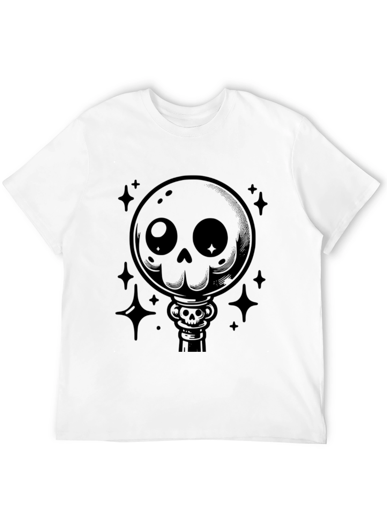 Gothic Skull Lollipop Graphic Print Black T-Shirt
