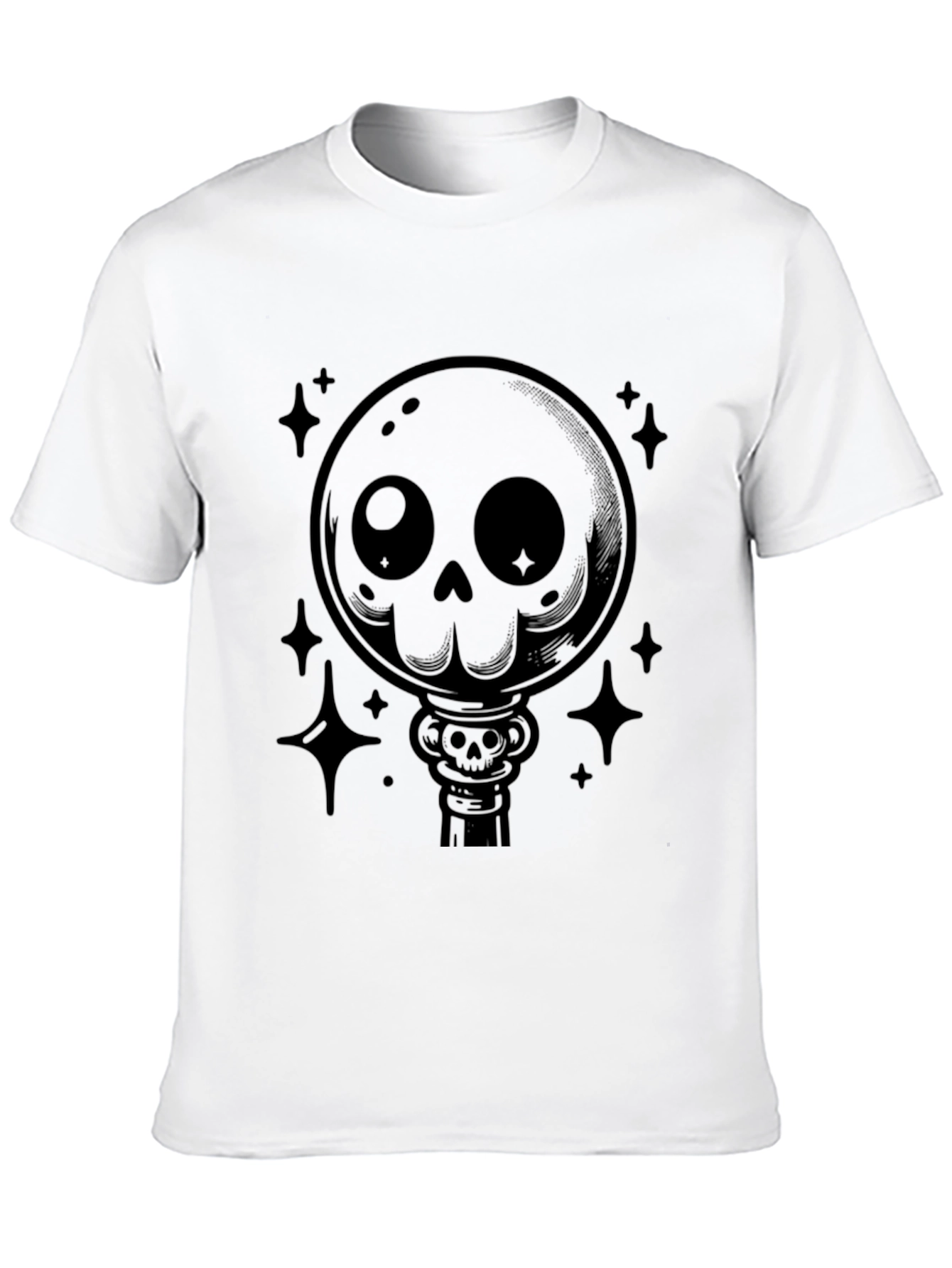Gothic Skull Lollipop Graphic Print Black T-Shirt