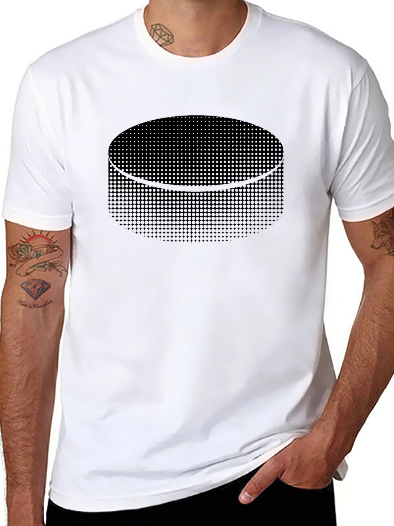 Hockey Puck T-Shirt - Unique Dot Pattern Design