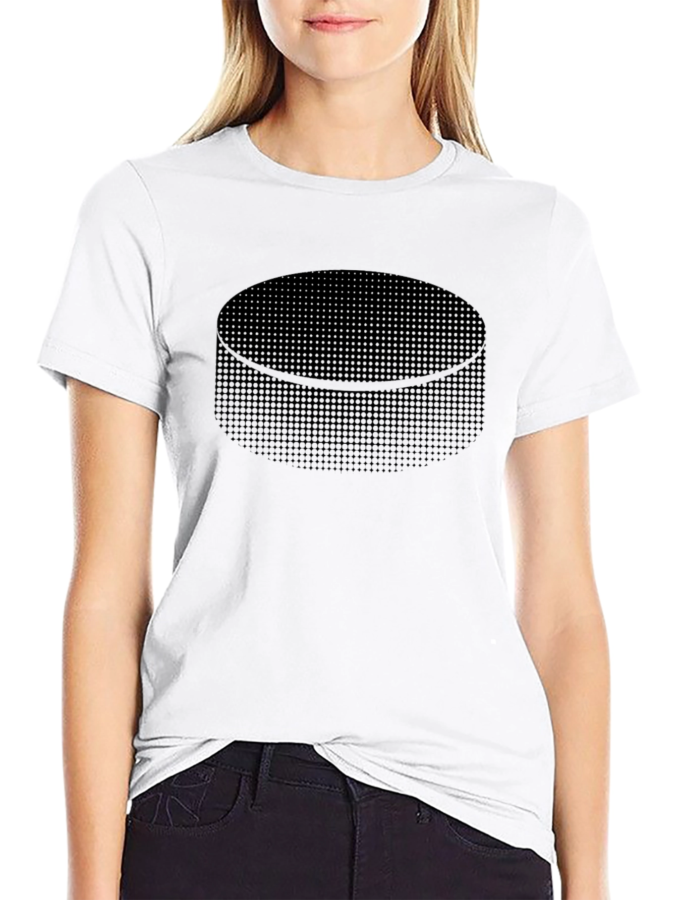 Hockey Puck T-Shirt - Unique Dot Pattern Design