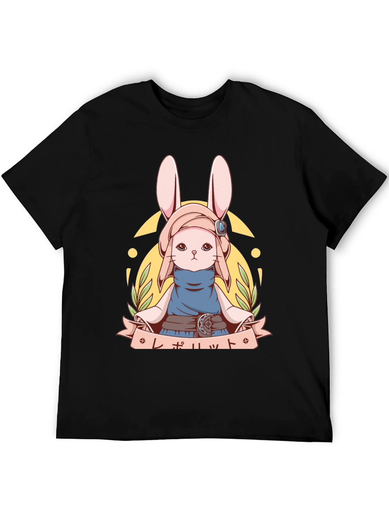 Anime Bunny T-Shirt | Unisex Black Cotton Tee