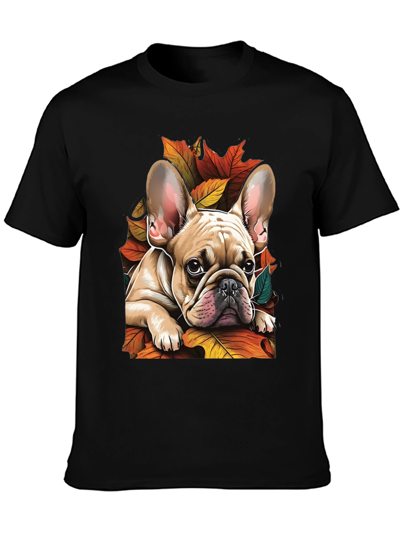 French Bulldog Fall Leaves Graphic Tee