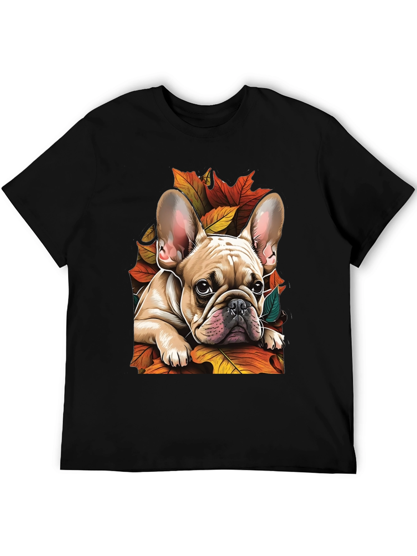 French Bulldog Fall Leaves Graphic Tee