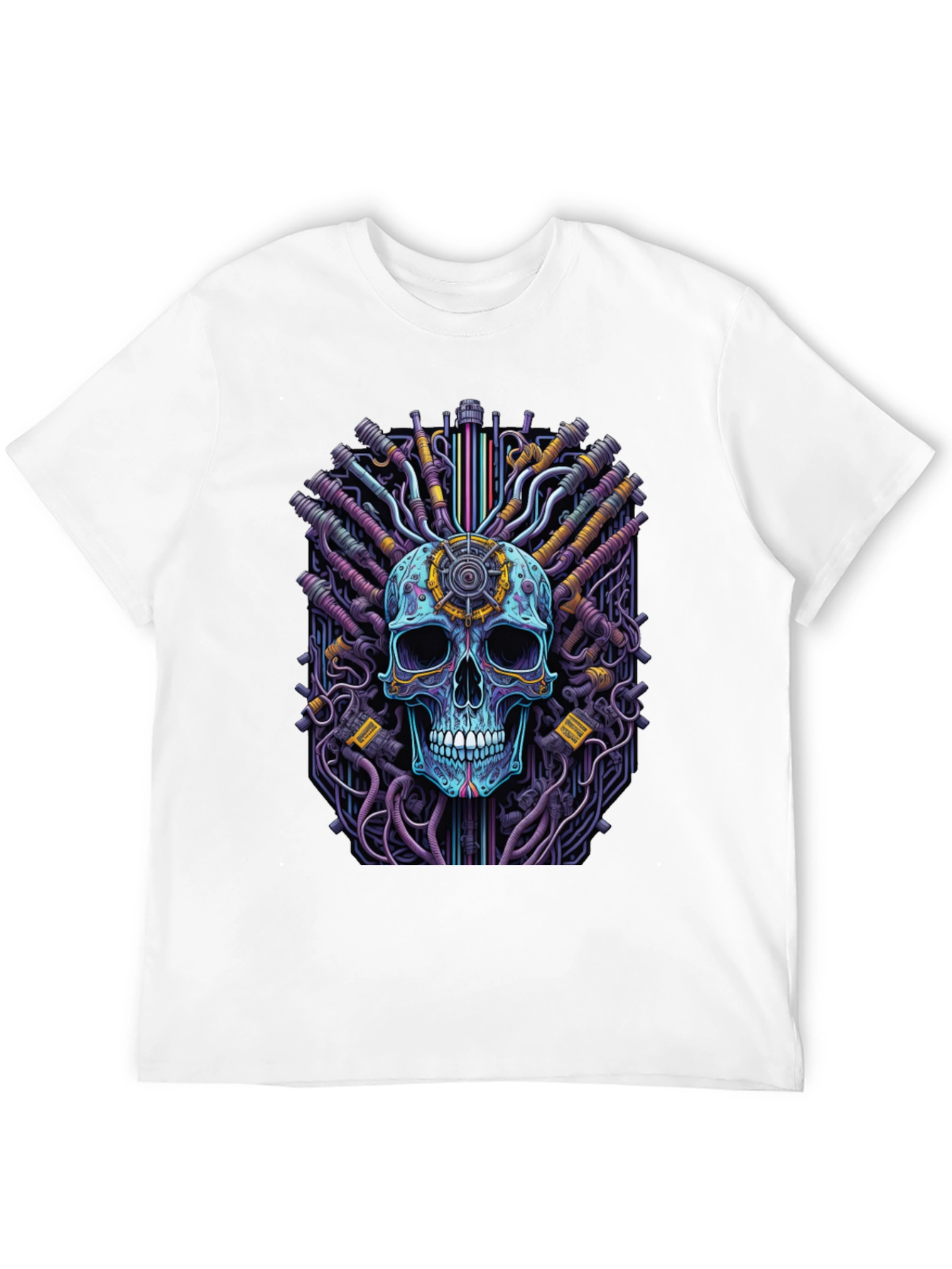 Cyberpunk Skull Graphic Tee - Black
