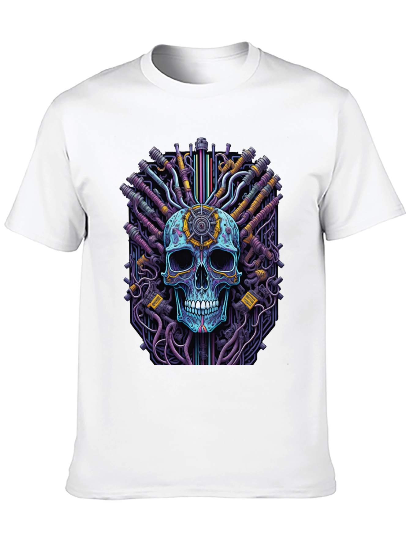Cyberpunk Skull Graphic Tee - Black