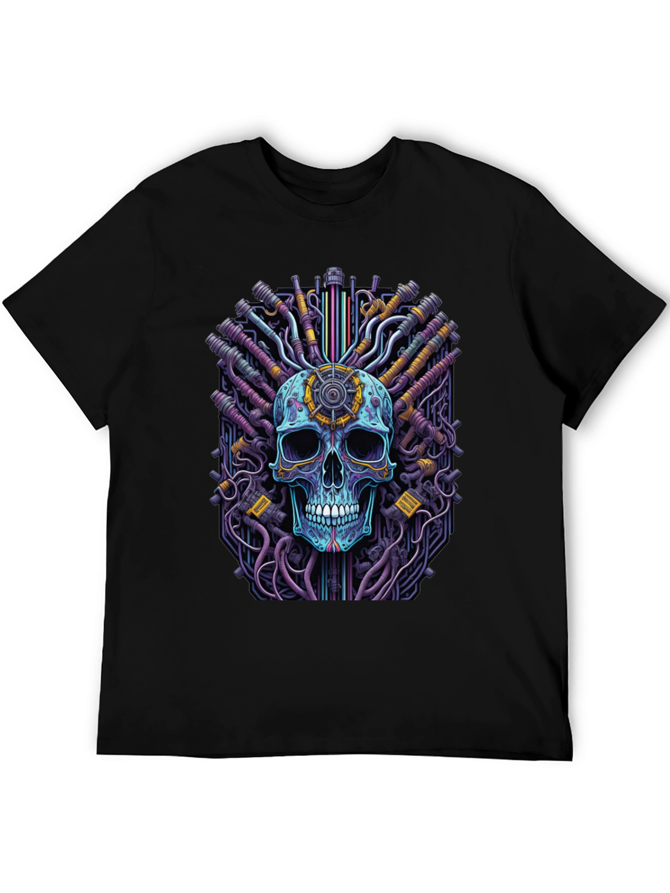 Cyberpunk Skull Graphic Tee - Black