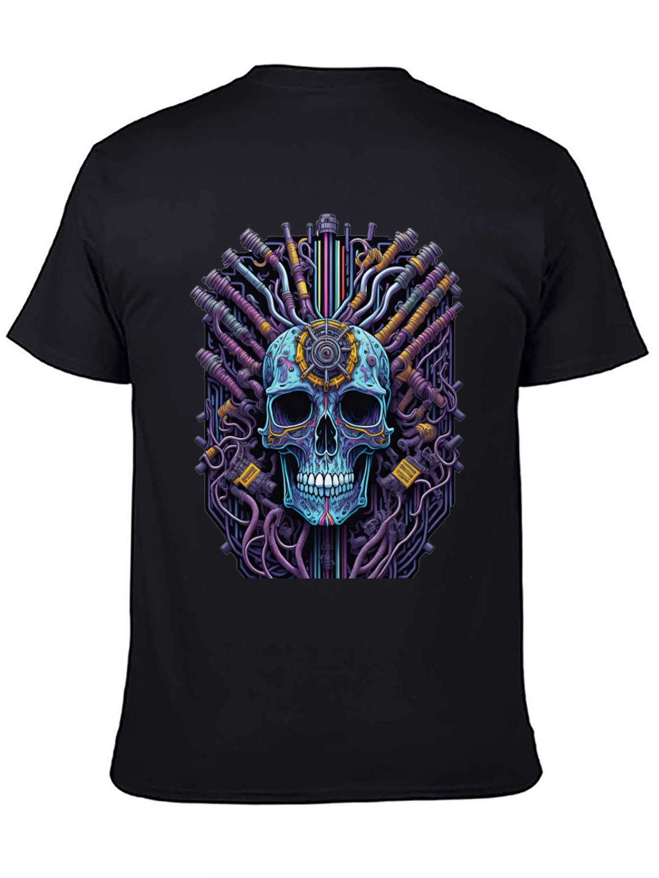 Cyberpunk Skull Graphic Tee - Black