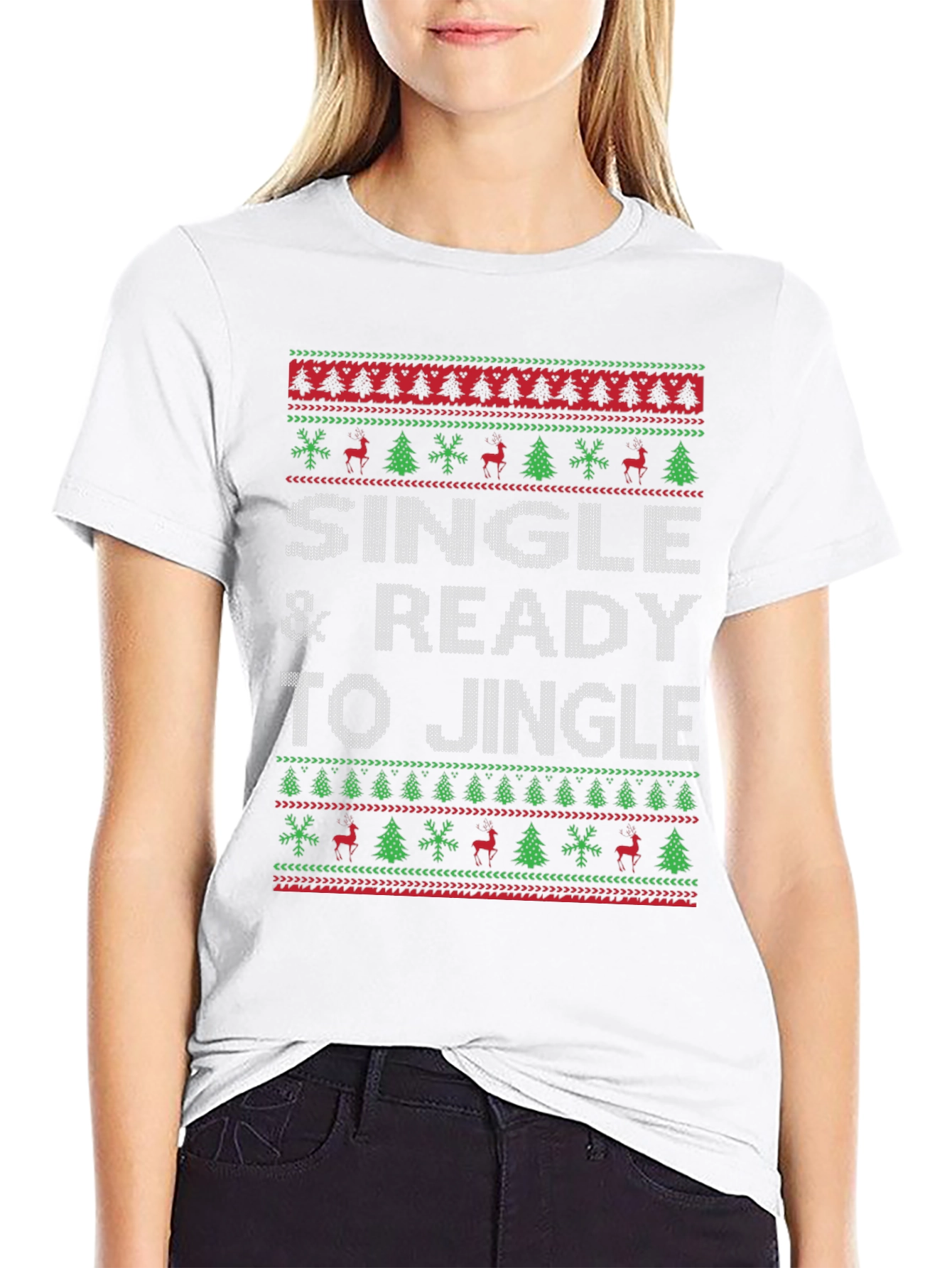 Single & Ready to Jingle Ugly Christmas Sweater T-Shirt