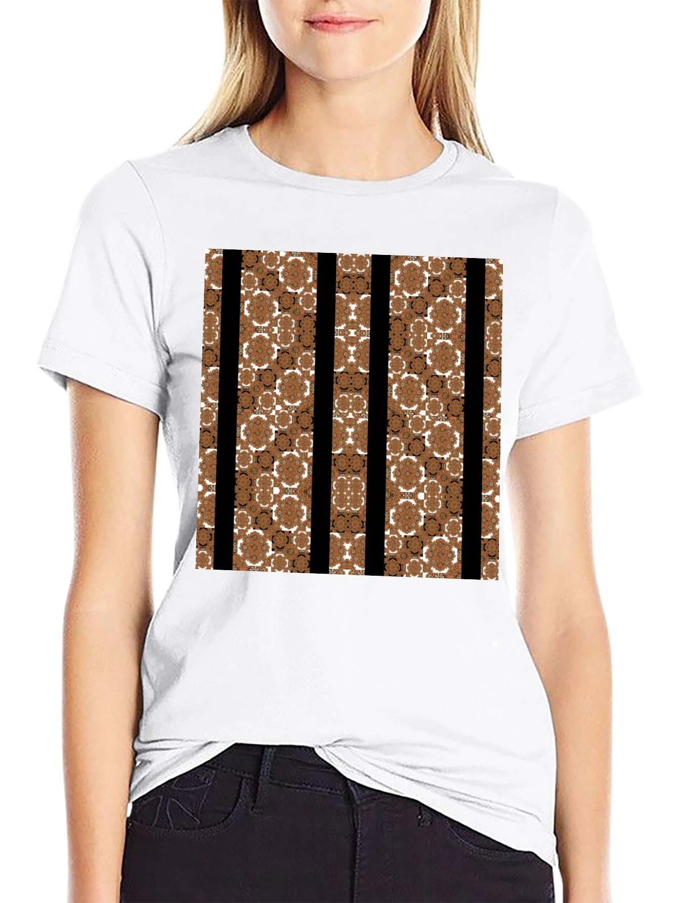 Abstract Floral Striped Graphic Tee