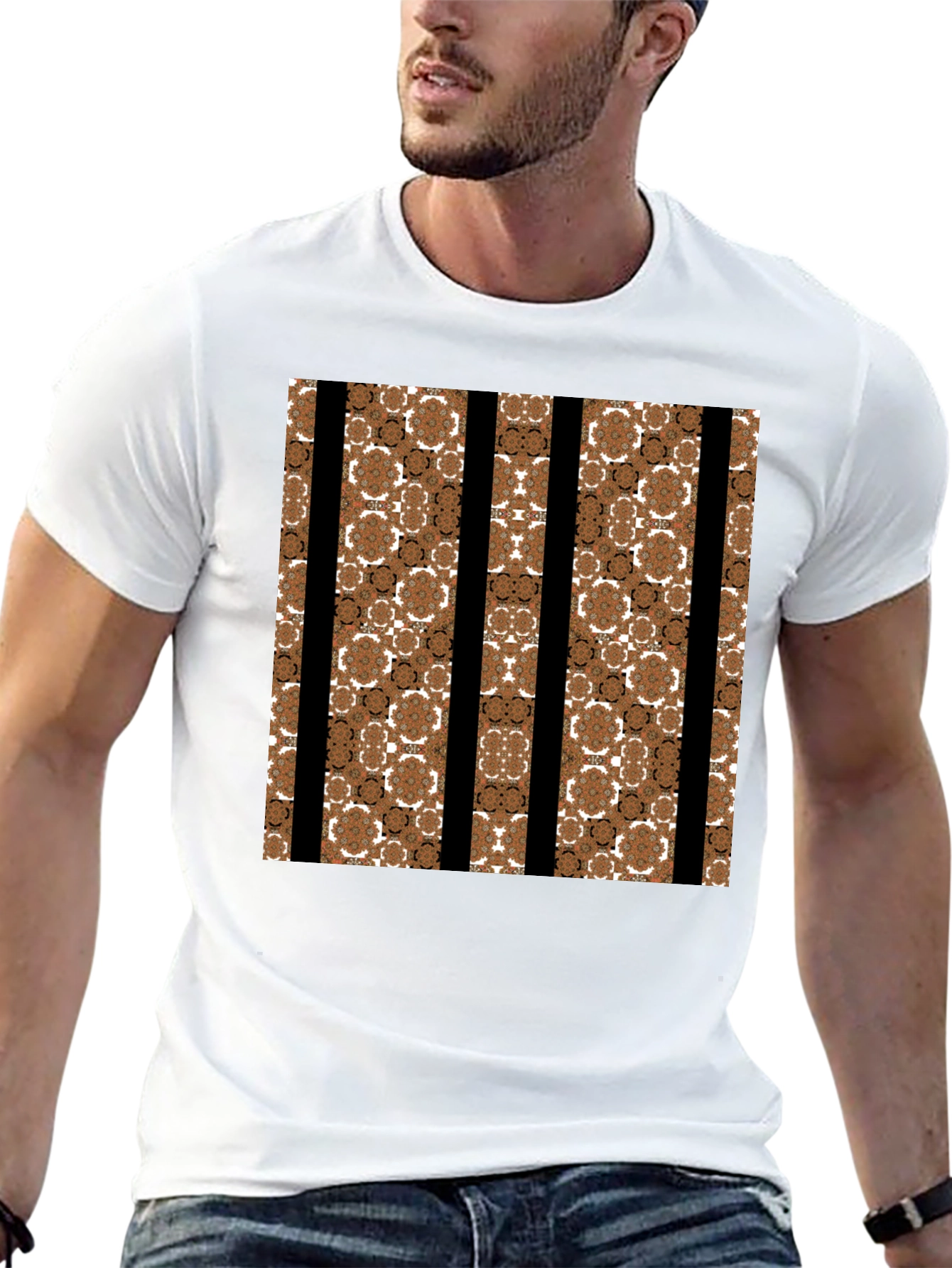 Abstract Floral Striped Graphic Tee