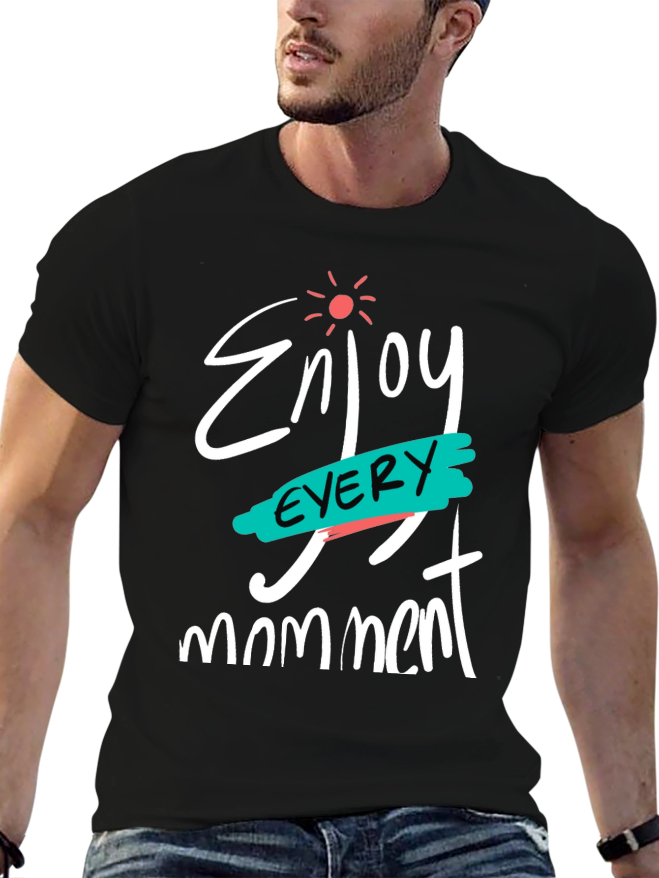 Enjoy Every Moment Black Graphic T-Shirt