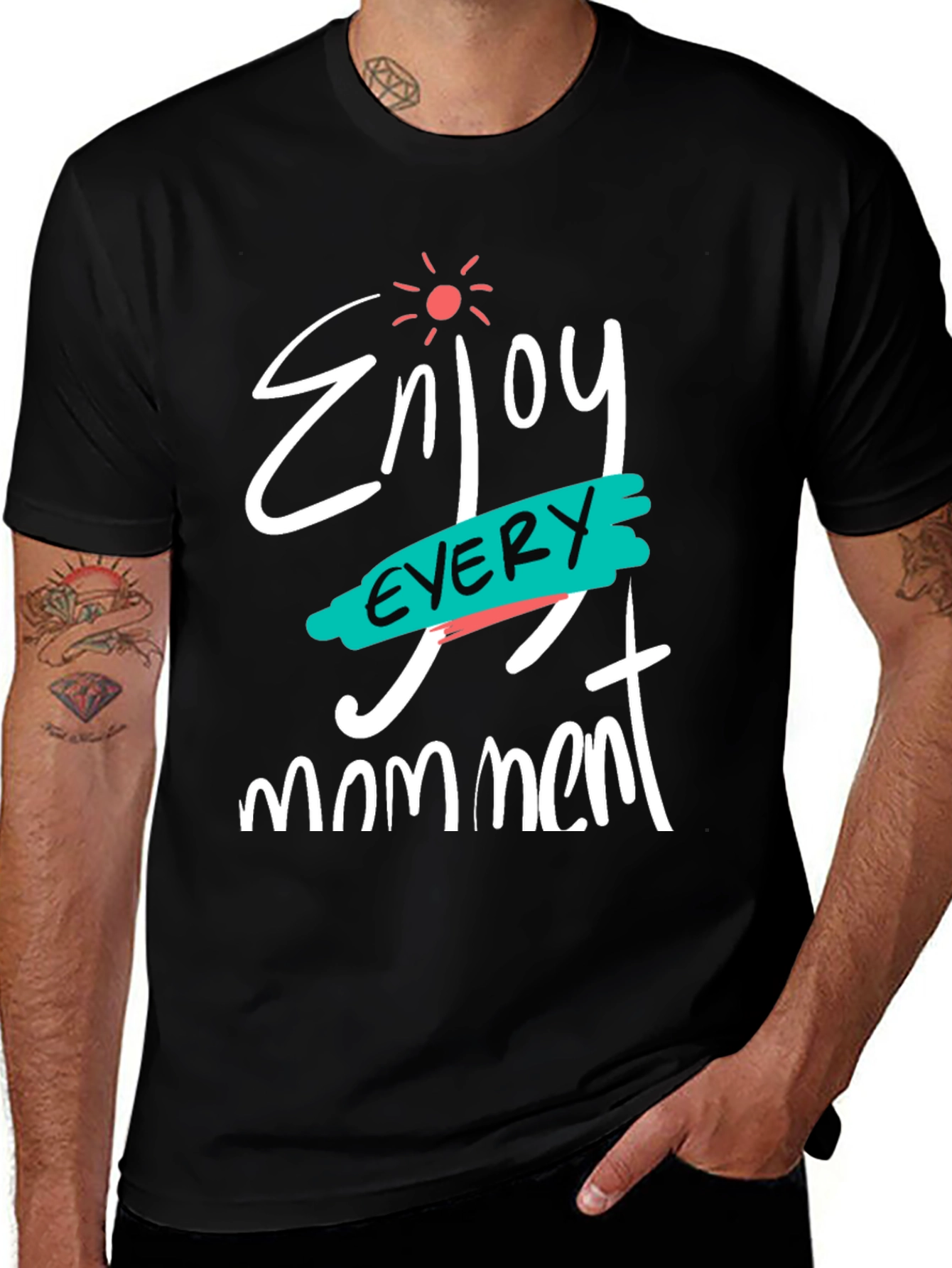 Enjoy Every Moment Black Graphic T-Shirt