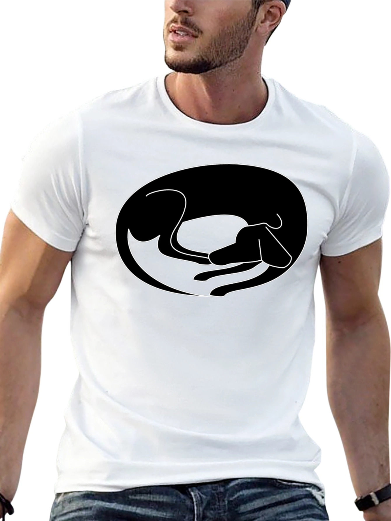 Minimalist Dog Outline T-Shirt