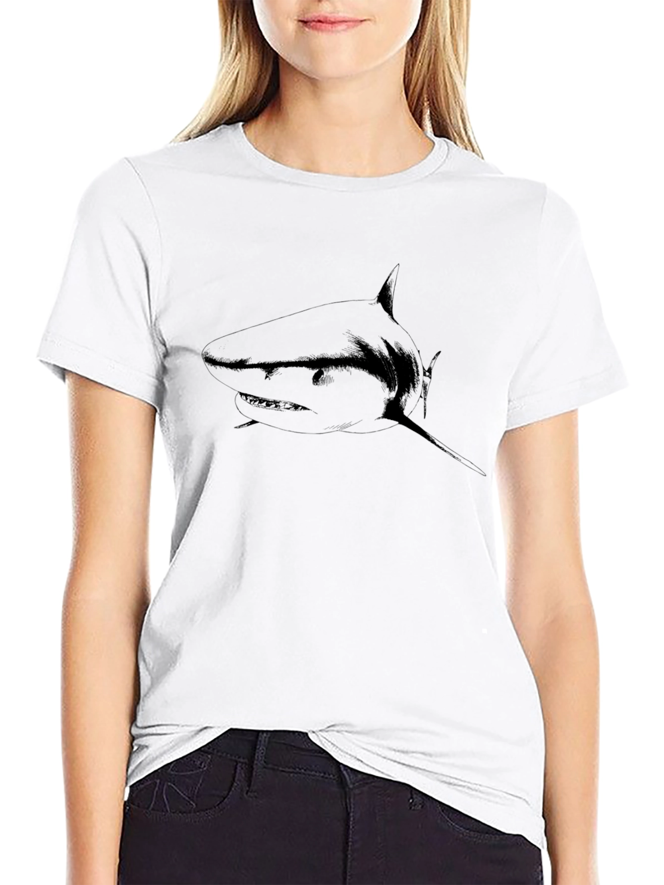 Mens Black Shark Graphic Tee - Stylish Casual Wear