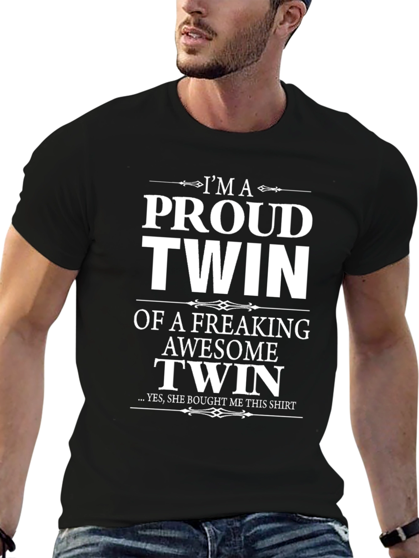 Proud Twin Graphic Tee - Black Cotton T-Shirt
