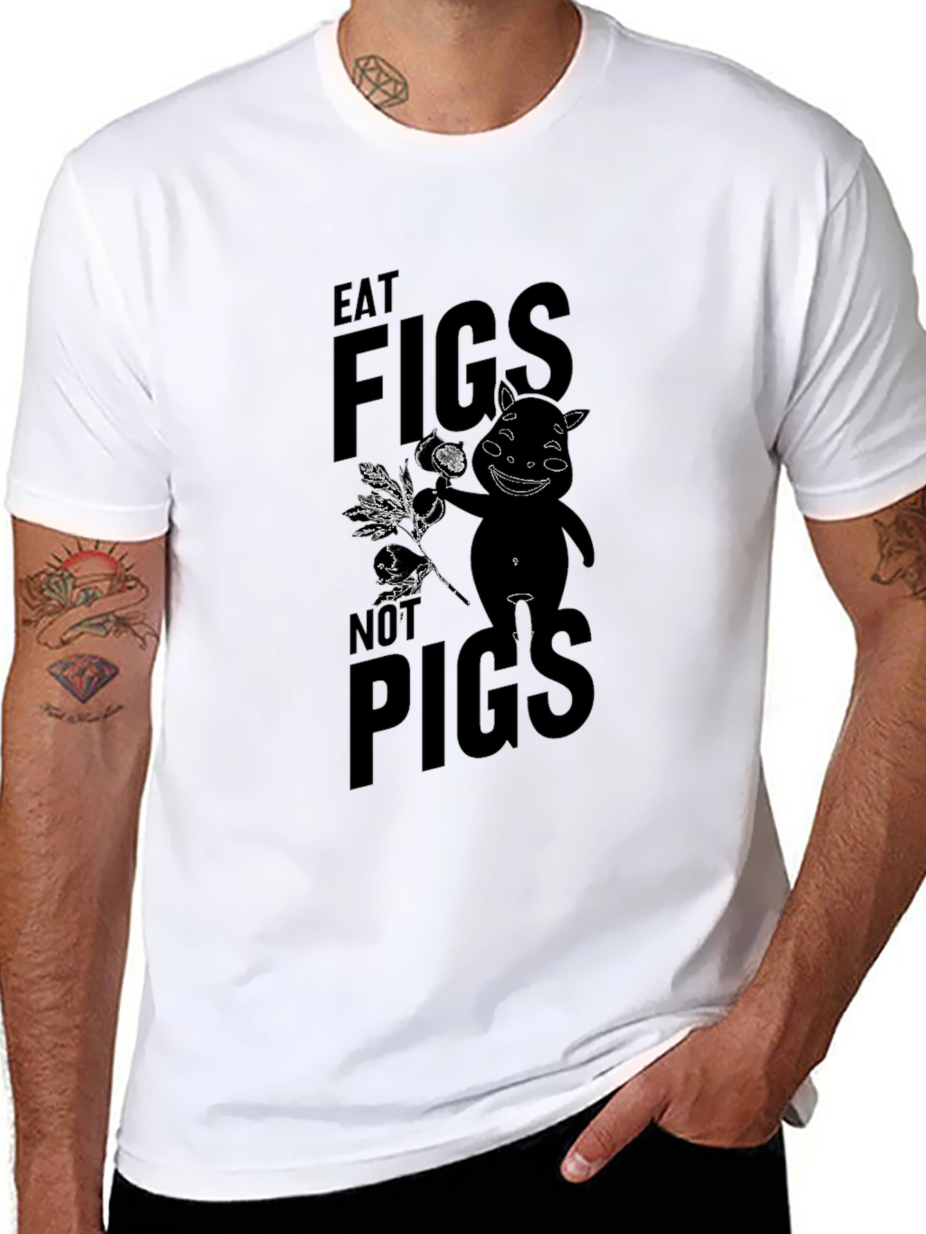 Eat Figs Not Pigs Graphic Tee - Black