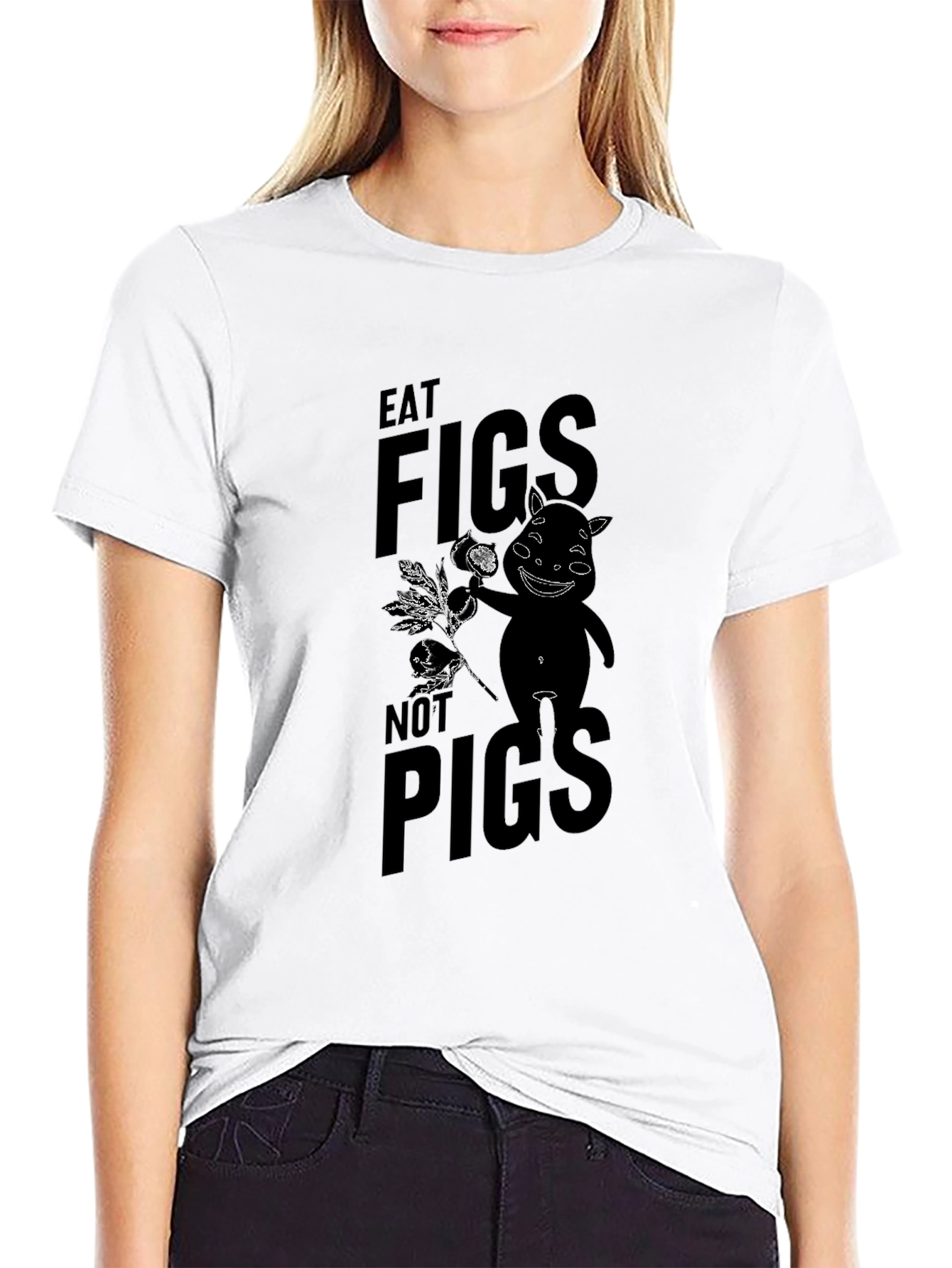 Eat Figs Not Pigs Graphic Tee - Black