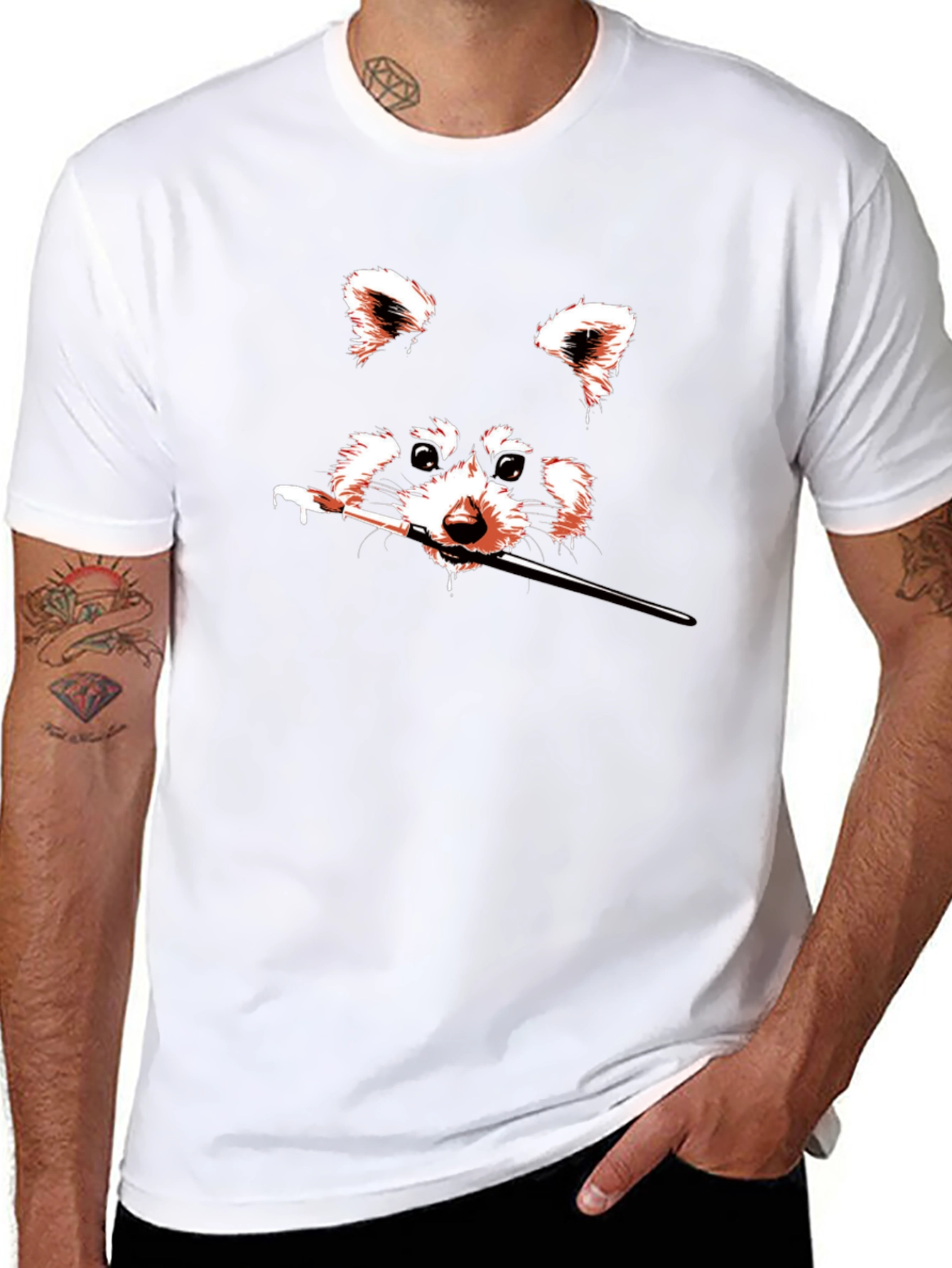Raccoon Artist Black T-Shirt - Unique Graphic Tee