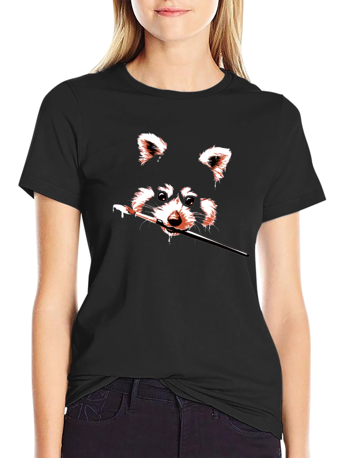 Raccoon Artist Black T-Shirt - Unique Graphic Tee