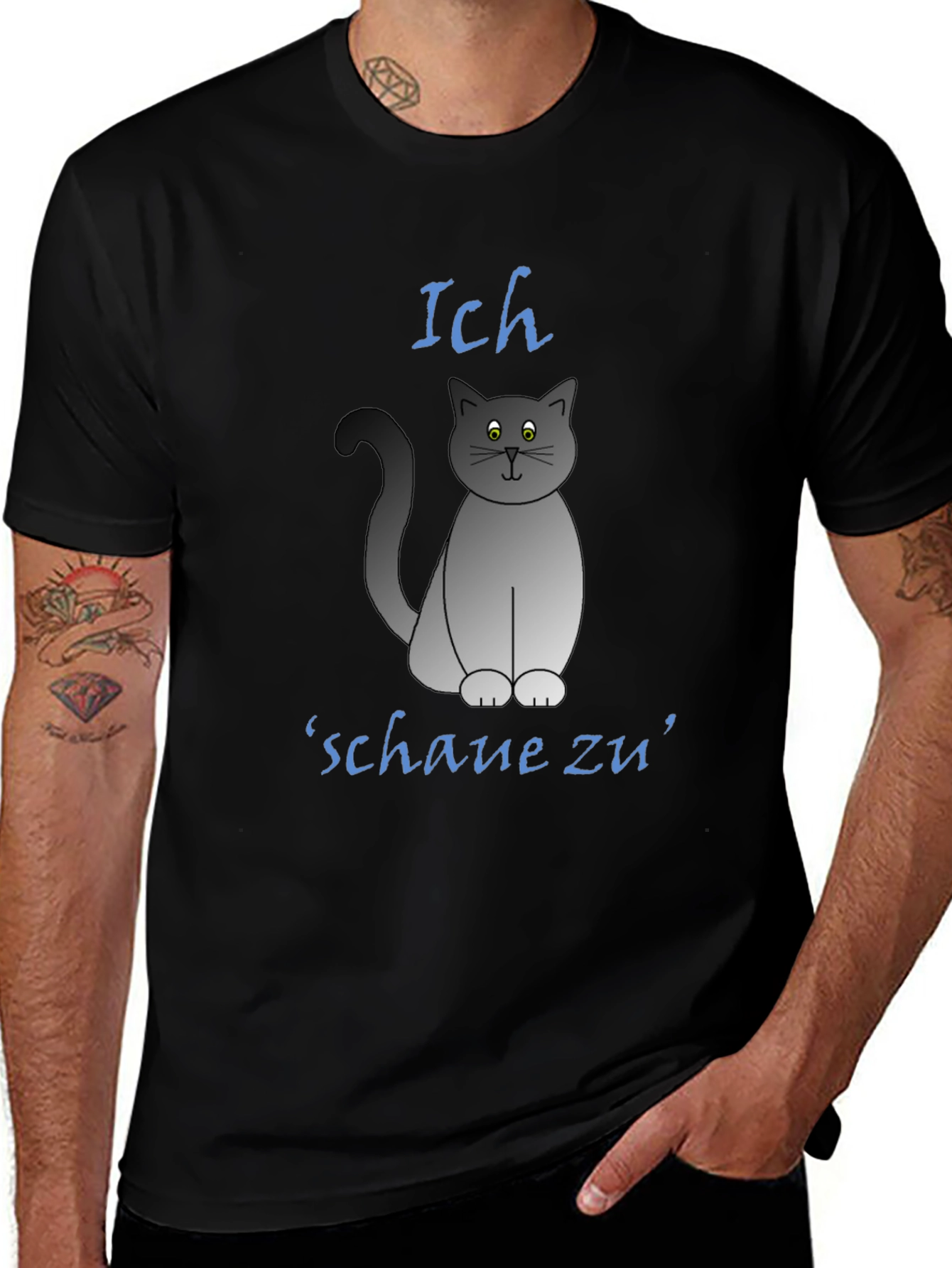 Ich Schaue Zu Cat T-Shirt - Funny Graphic Tee