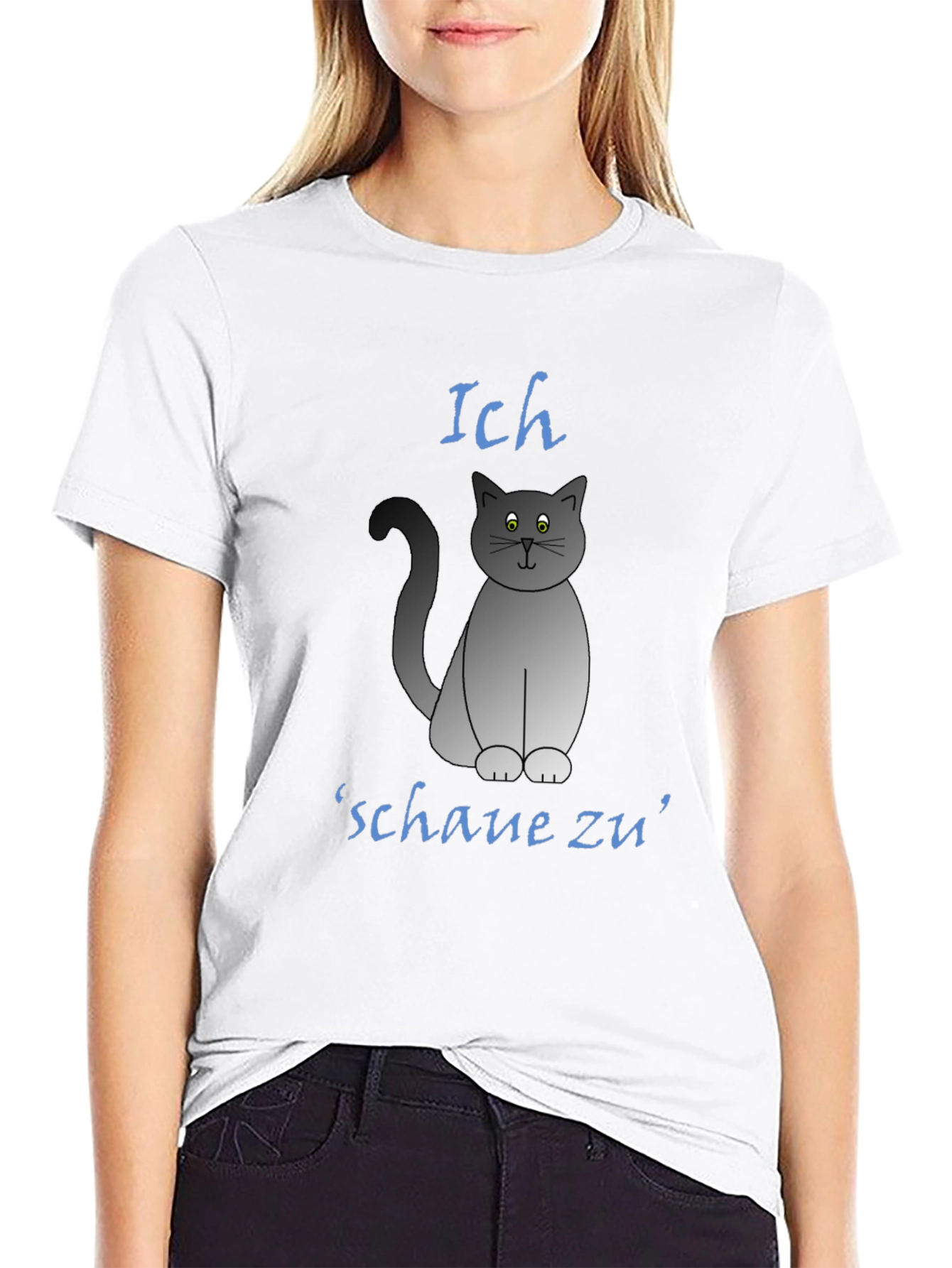 Ich Schaue Zu Cat T-Shirt - Funny Graphic Tee