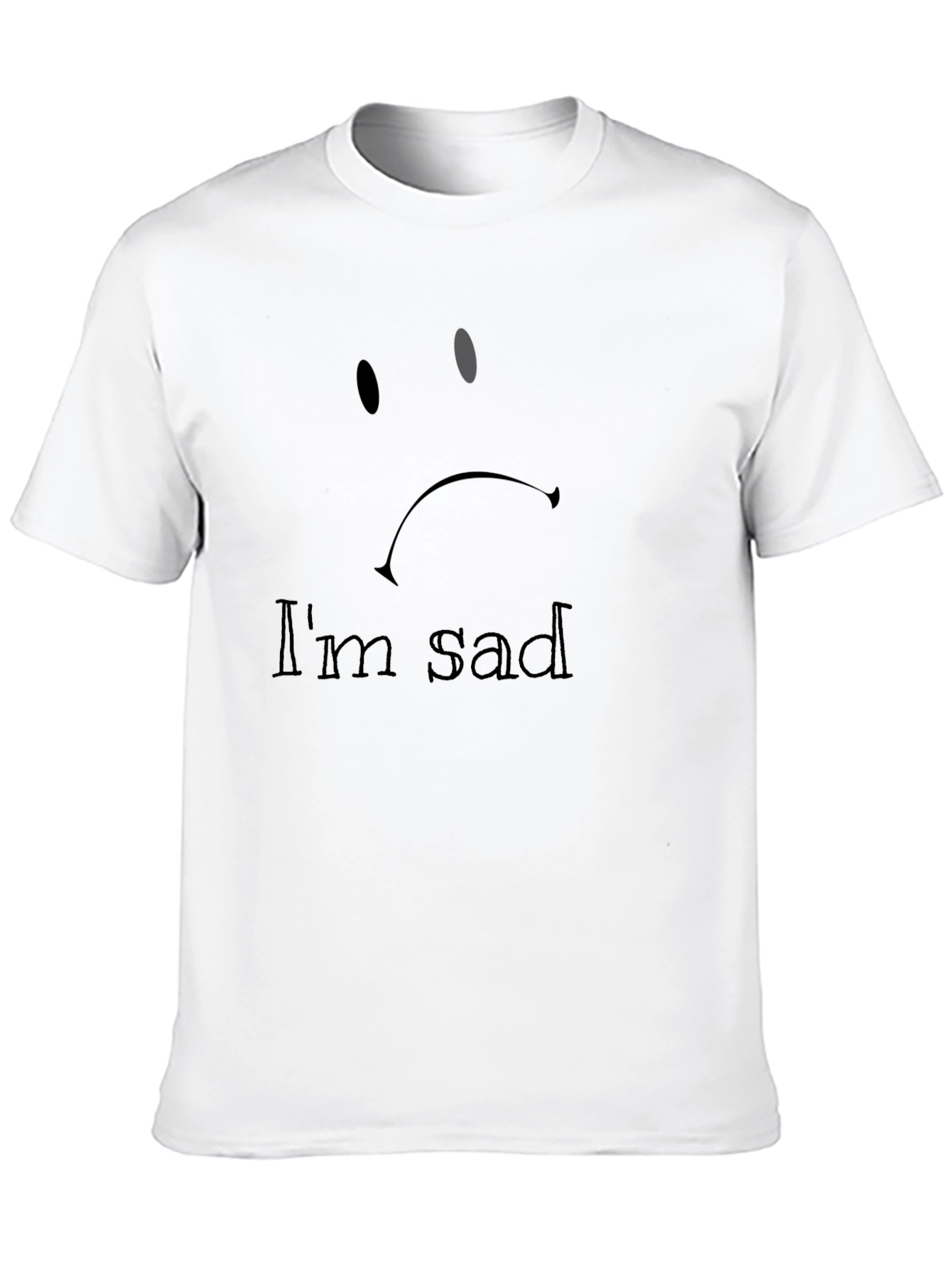 Sad Face Graphic Tee - Black Casual T-Shirt