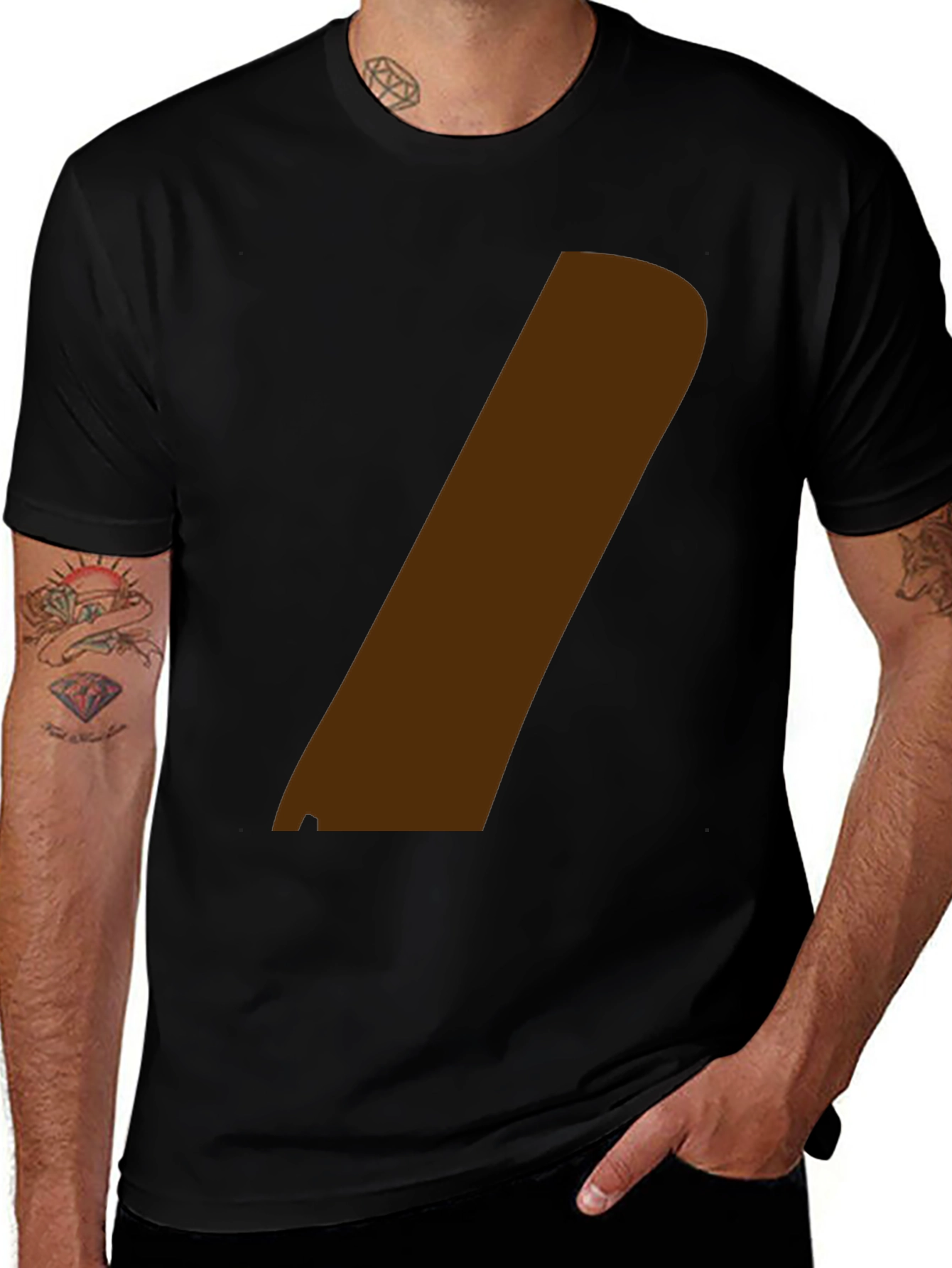 Modern Graphic Tee - Black with Brown Stripe