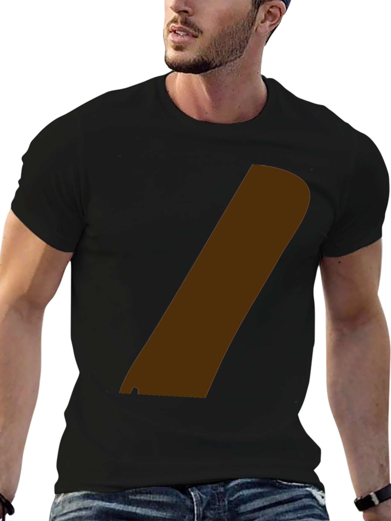 Modern Graphic Tee - Black with Brown Stripe