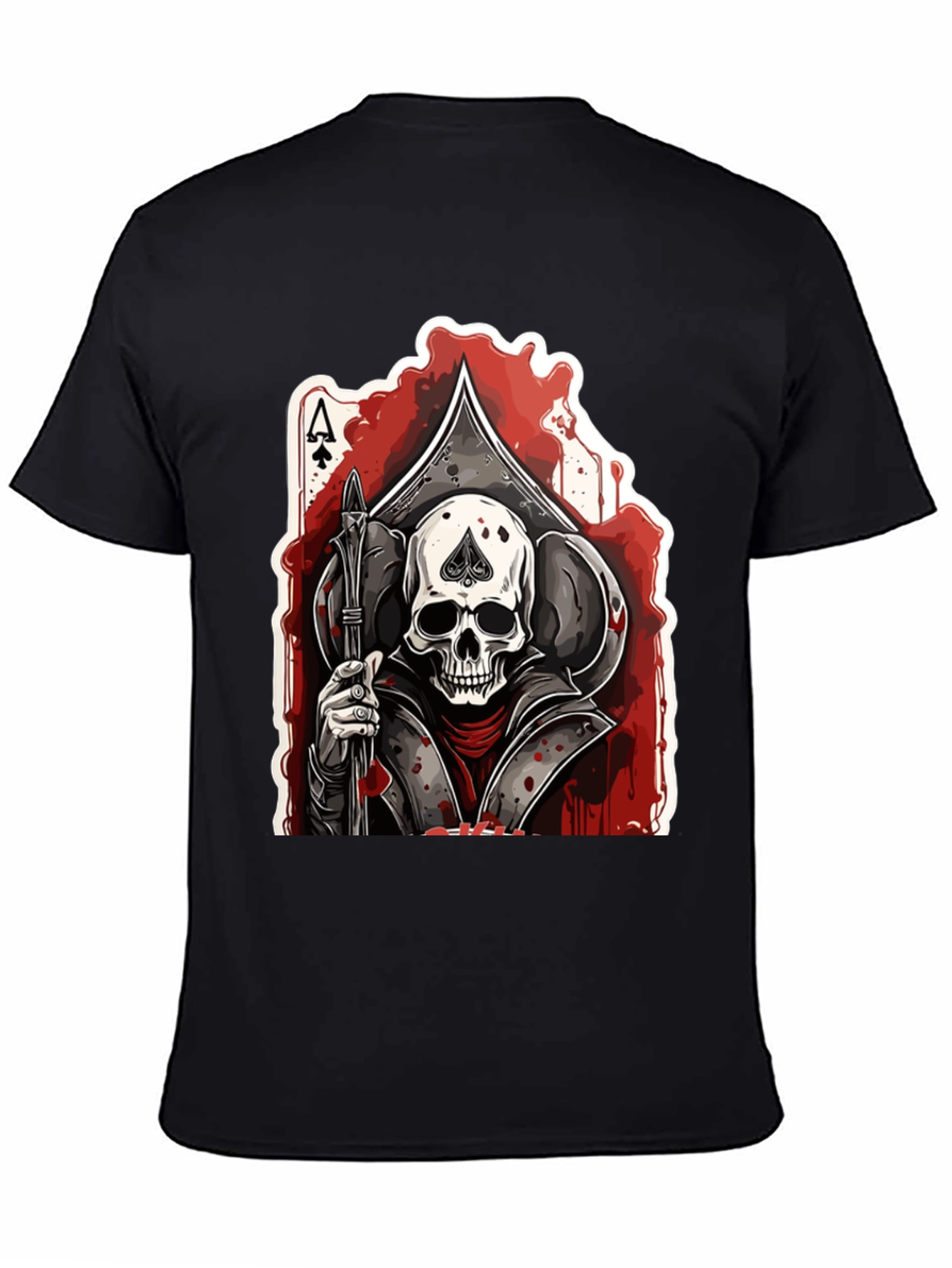 Ace of Spades Skull Graphic Tee - Black