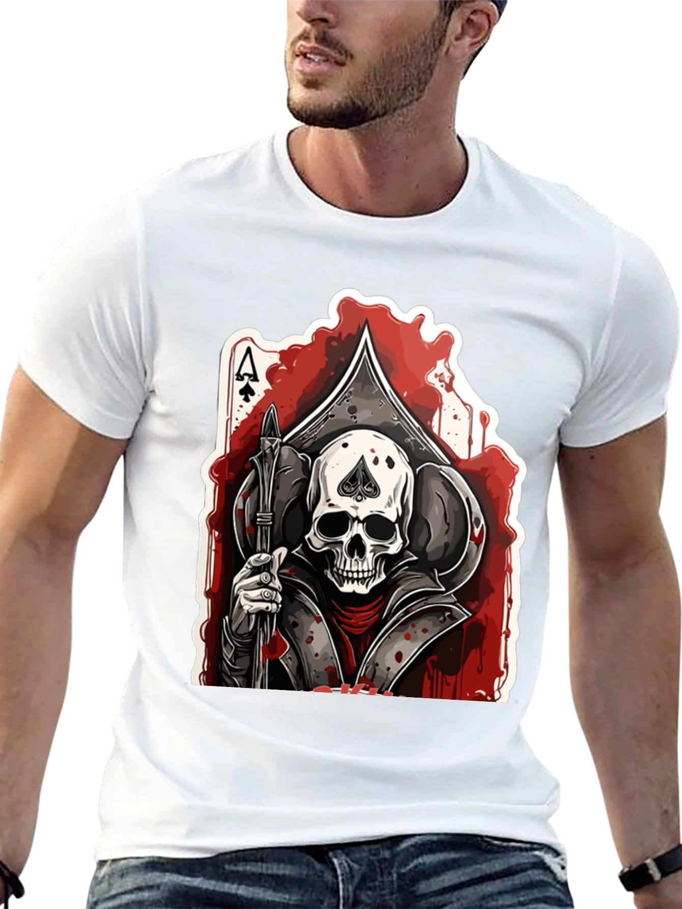 Ace of Spades Skull Graphic Tee - Black