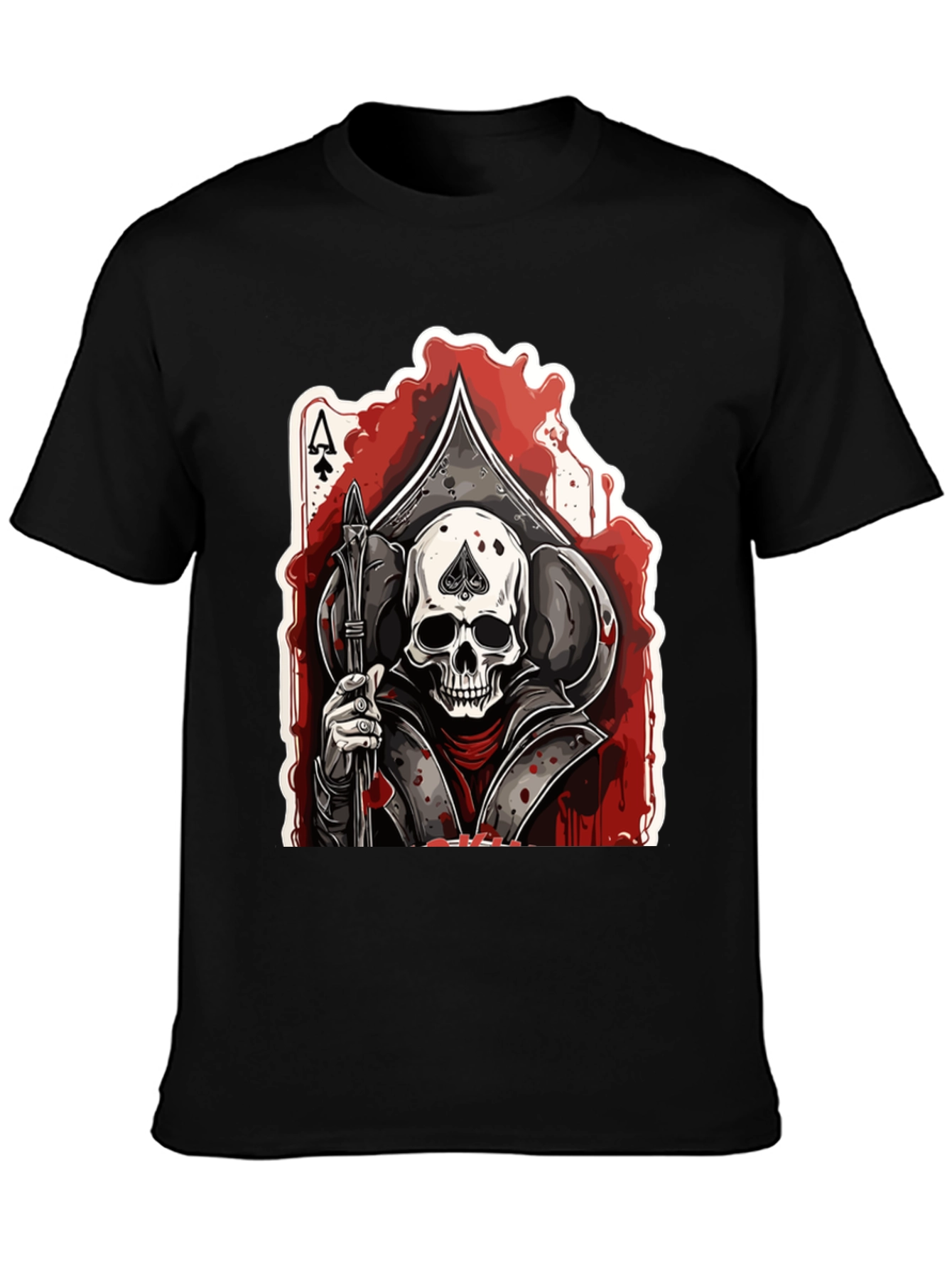 Ace of Spades Skull Graphic Tee - Black