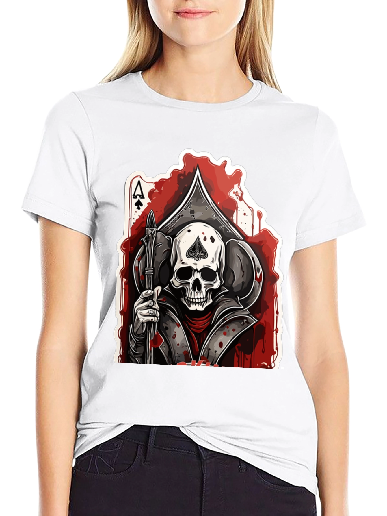 Ace of Spades Skull Graphic Tee - Black