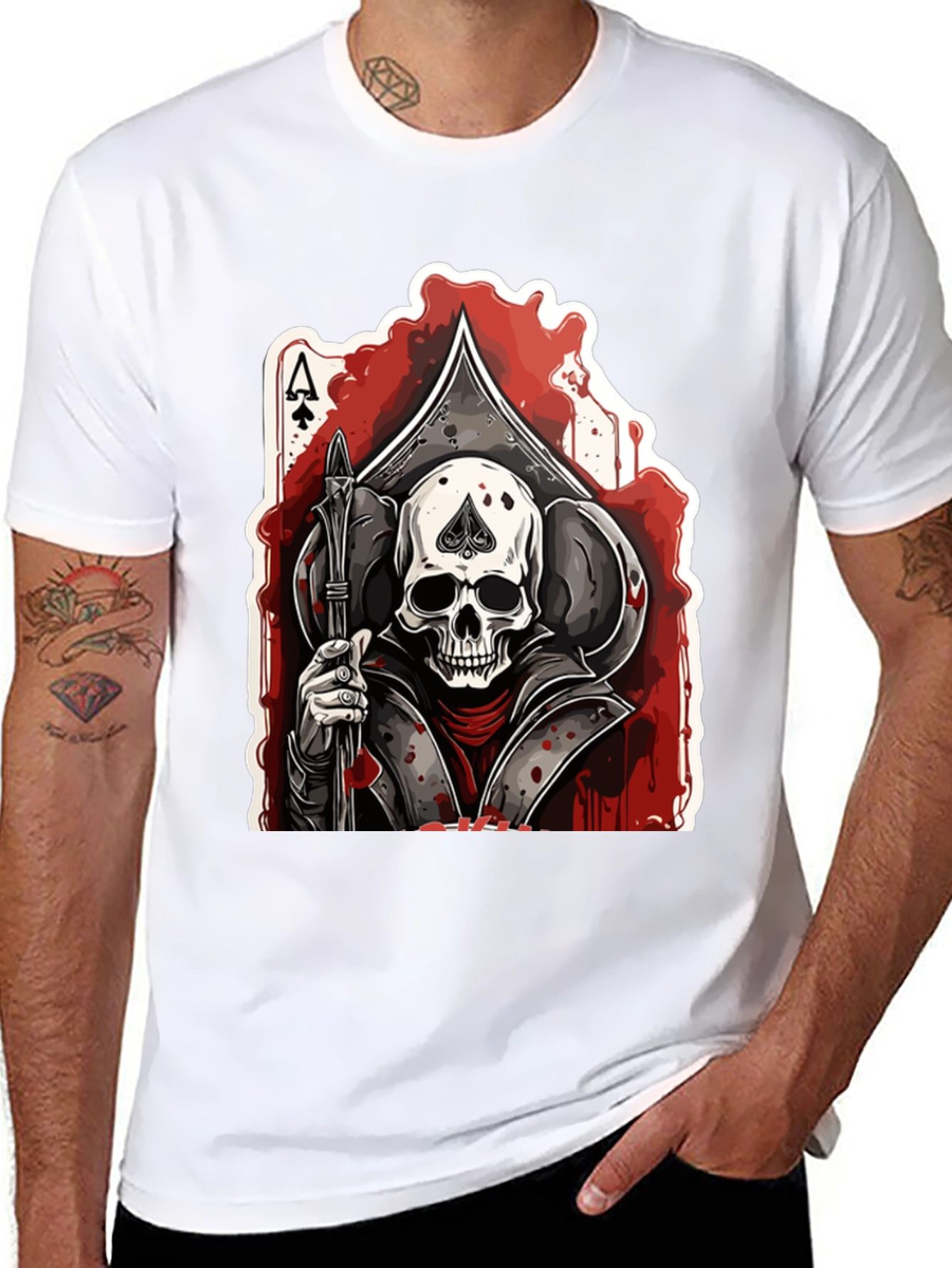 Ace of Spades Skull Graphic Tee - Black