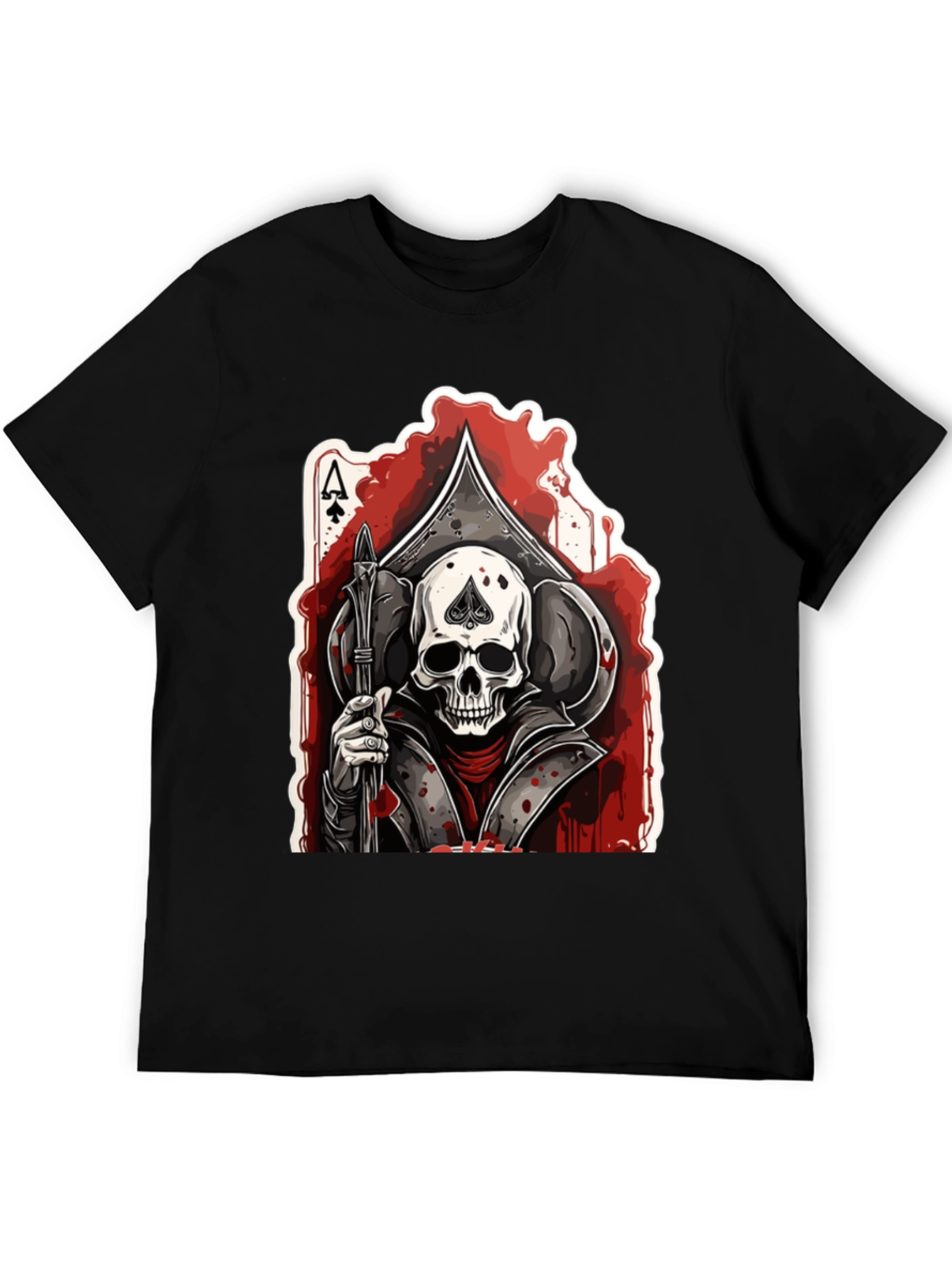 Ace of Spades Skull Graphic Tee - Black