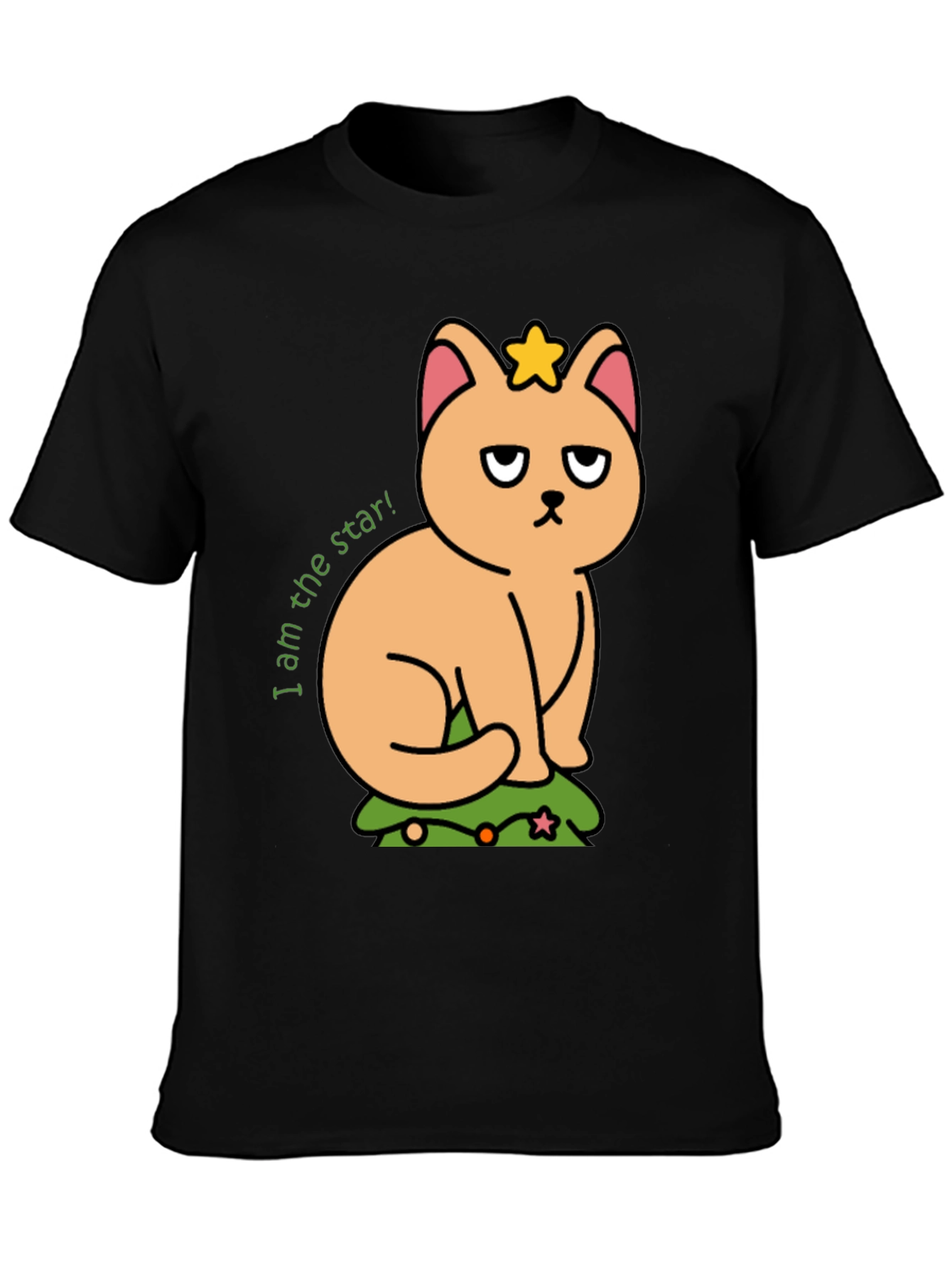 Grumpy Cat Star T-Shirt - Unisex Black Tee