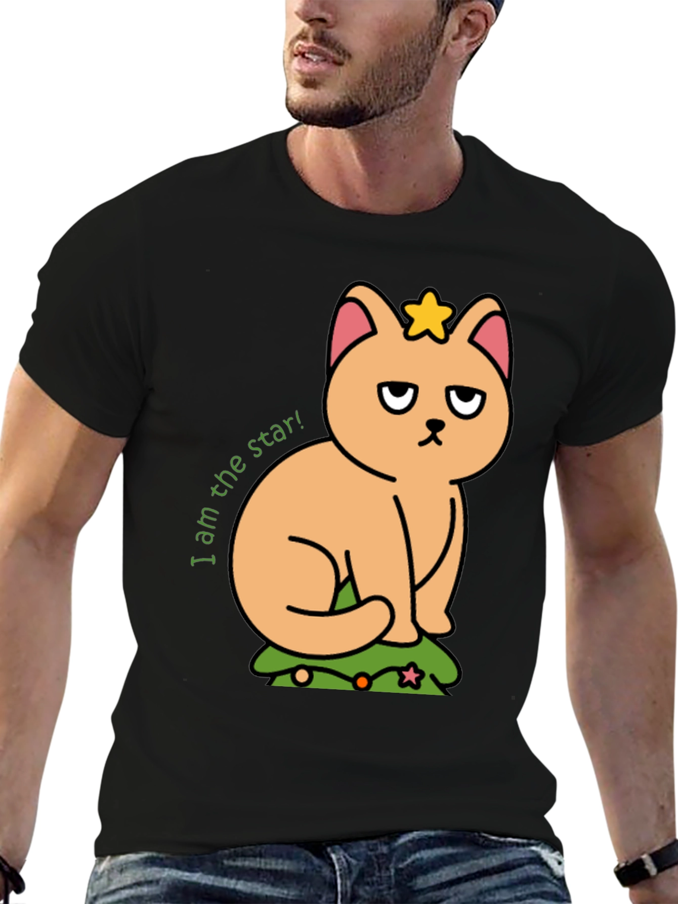 Grumpy Cat Star T-Shirt - Unisex Black Tee