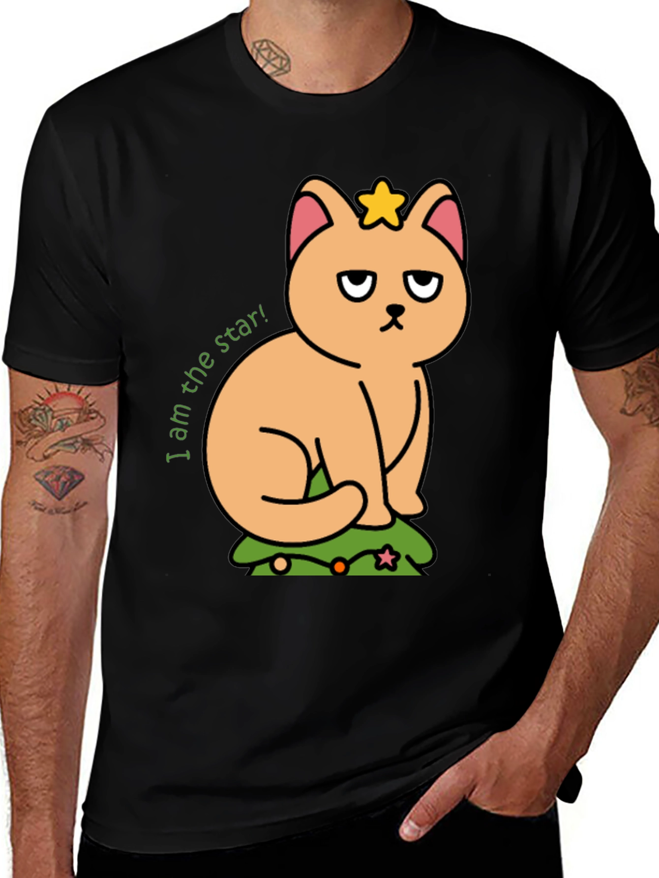 Grumpy Cat Star T-Shirt - Unisex Black Tee