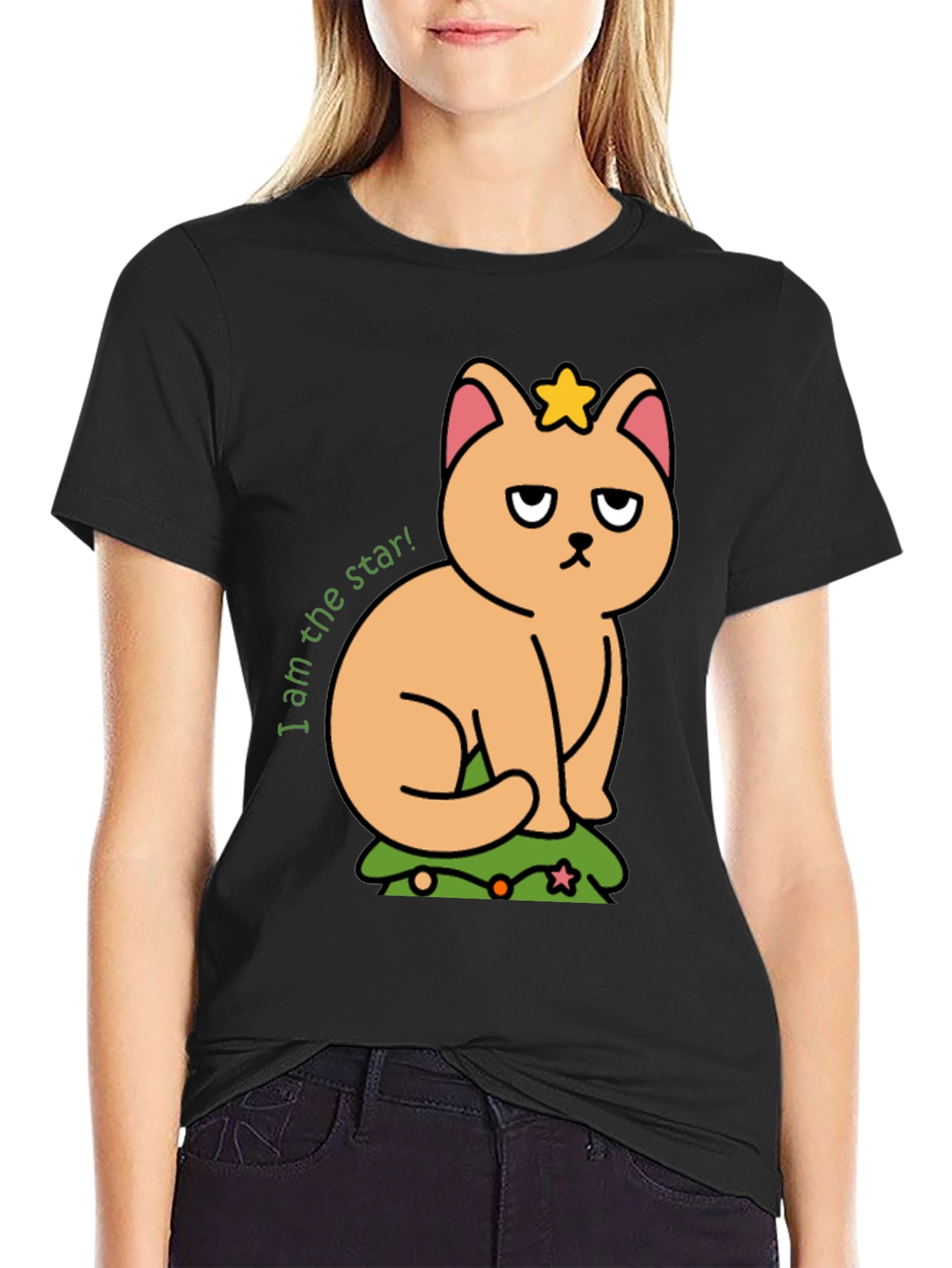 Grumpy Cat Star T-Shirt - Unisex Black Tee