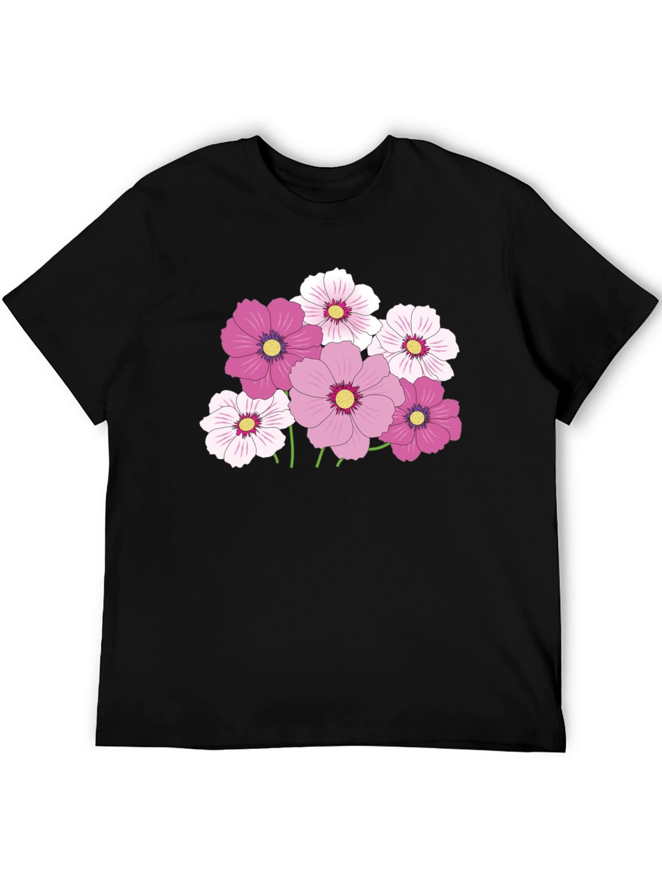 Floral Print Tee - Black
