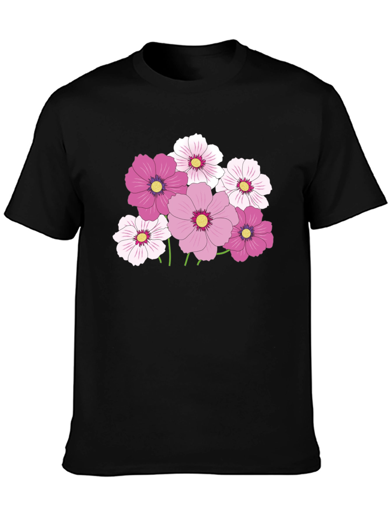 Floral Print Tee - Black