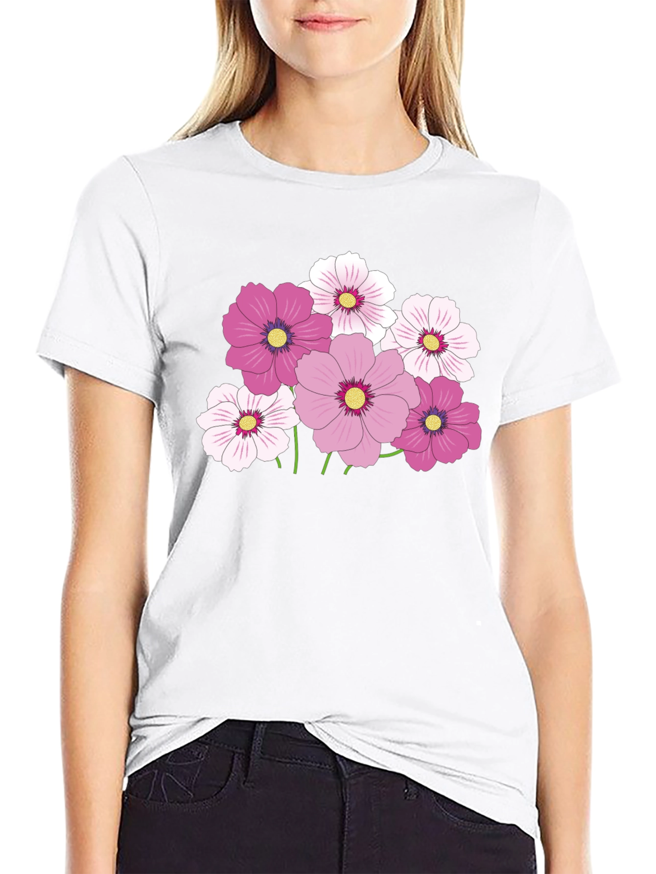 Floral Print Tee - Black
