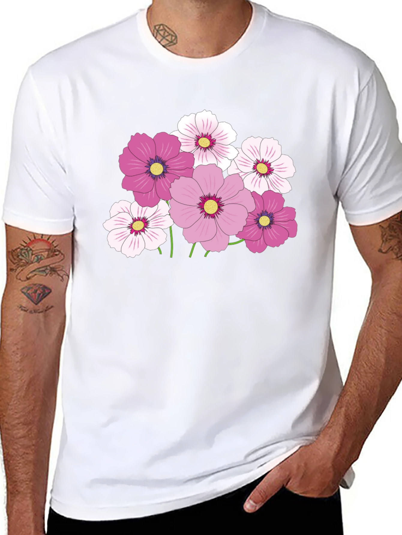 Floral Print Tee - Black