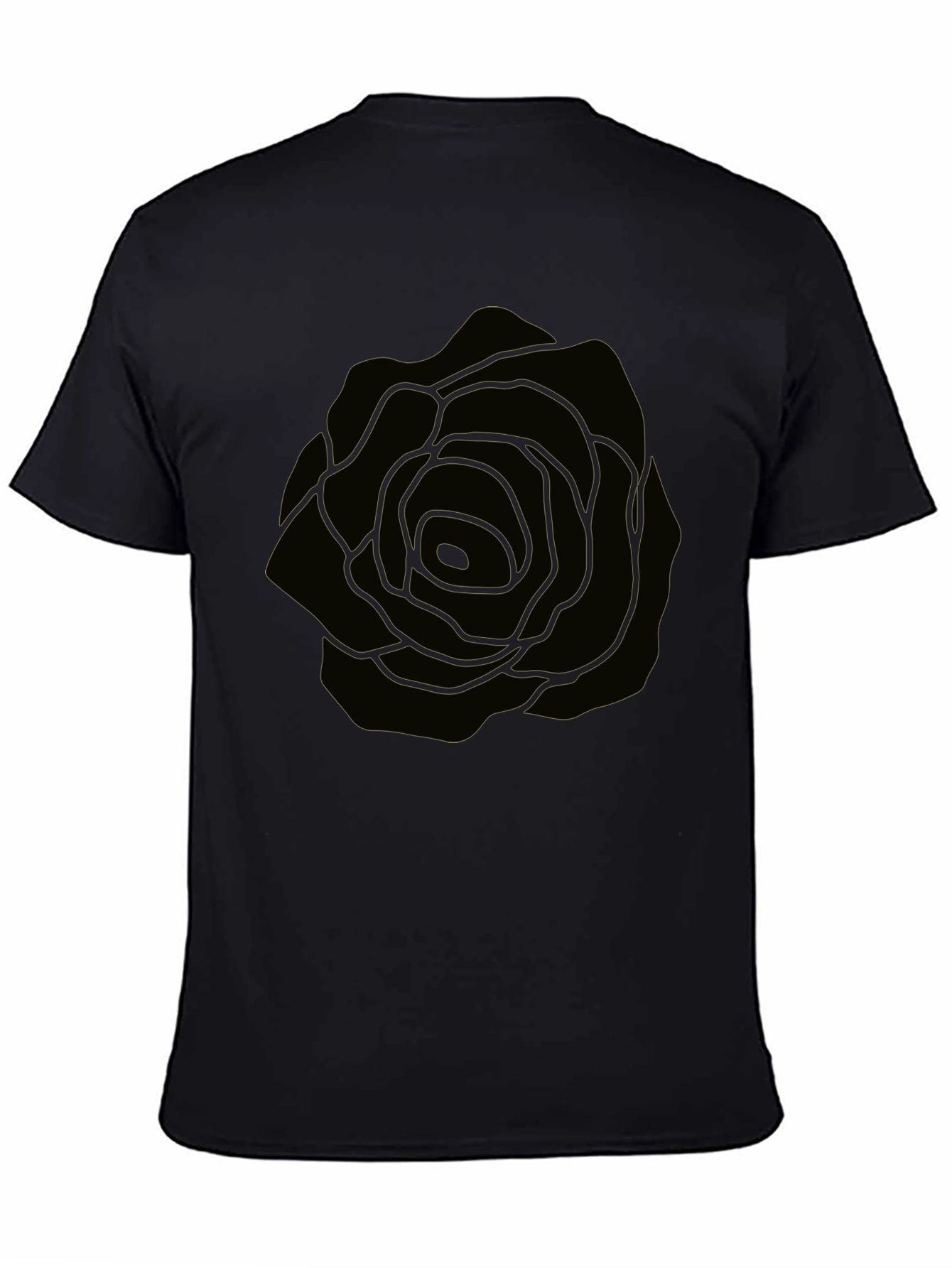 Mens Black T-Shirt with Rose Graphic
