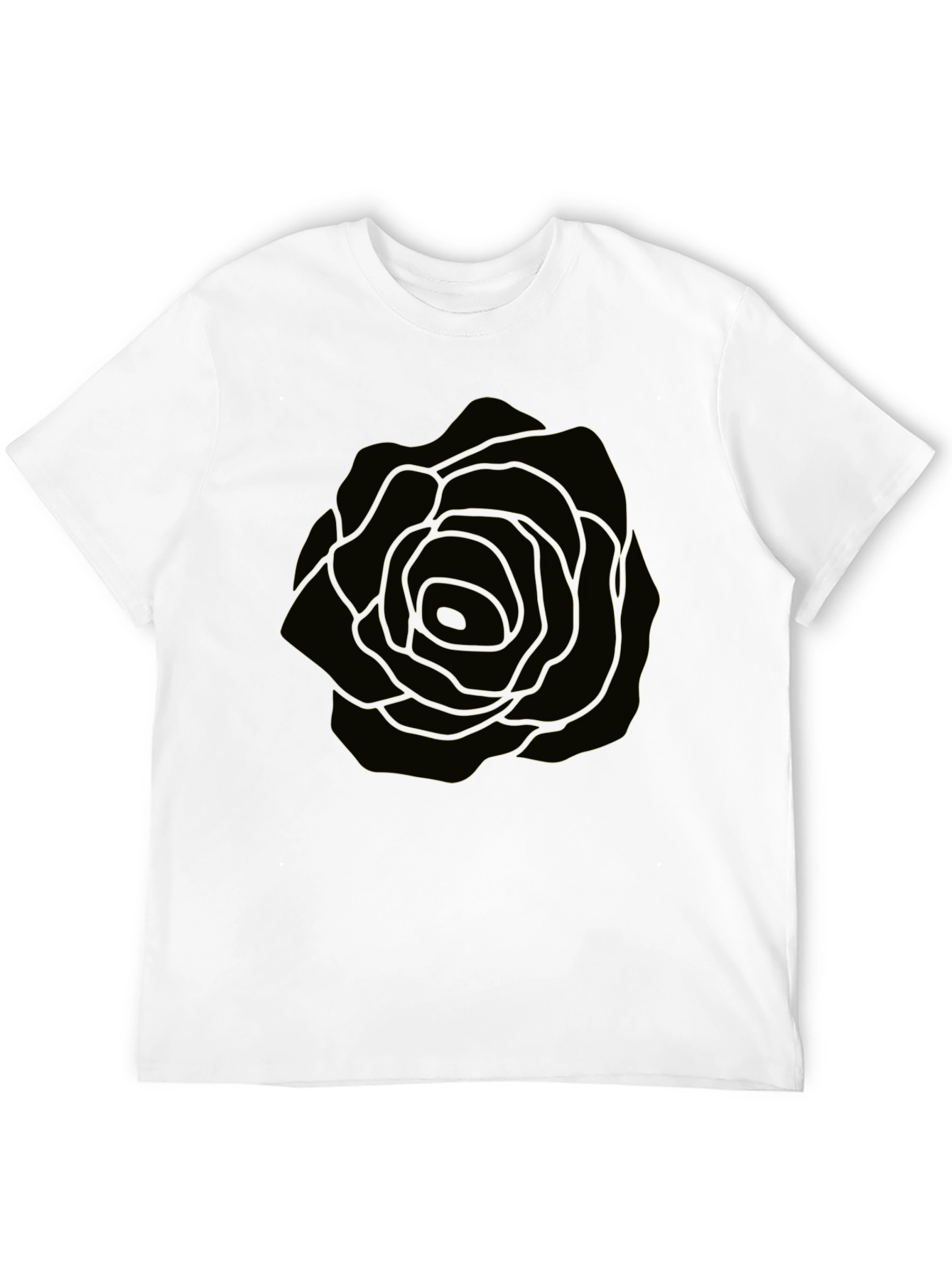 Mens Black T-Shirt with Rose Graphic