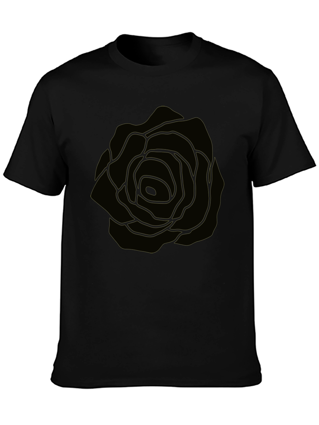 Mens Black T-Shirt with Rose Graphic