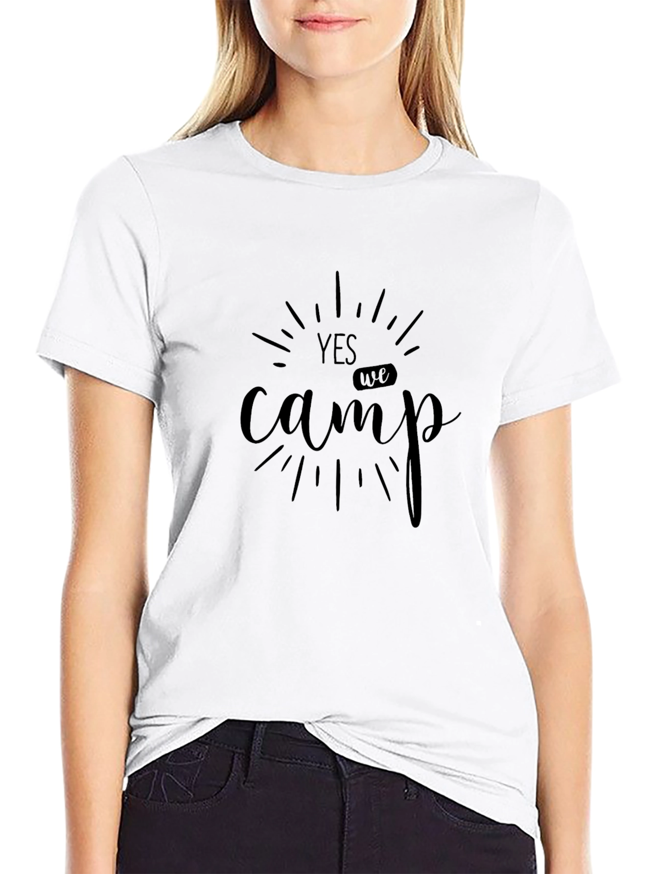 Yes We Camp T-Shirt - Black Cotton Graphic Tee
