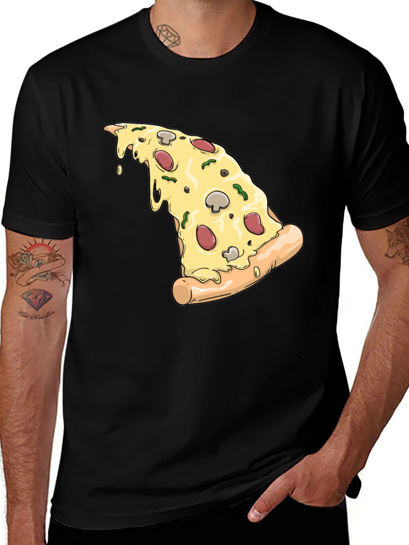 Pizza Slice Graphic T-Shirt - Black